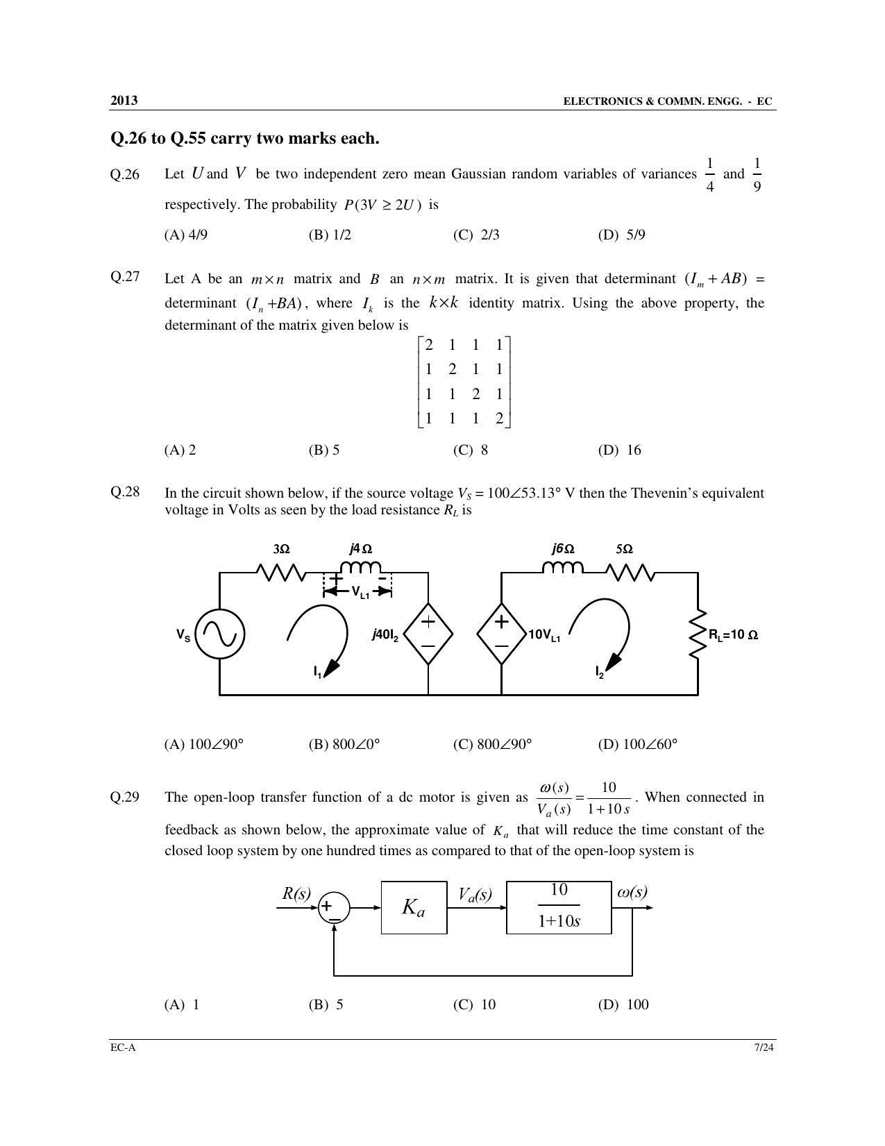 GATE 2013 Electronics and Communication Engineering (EC) Question Paper with Answer Key - Page 8