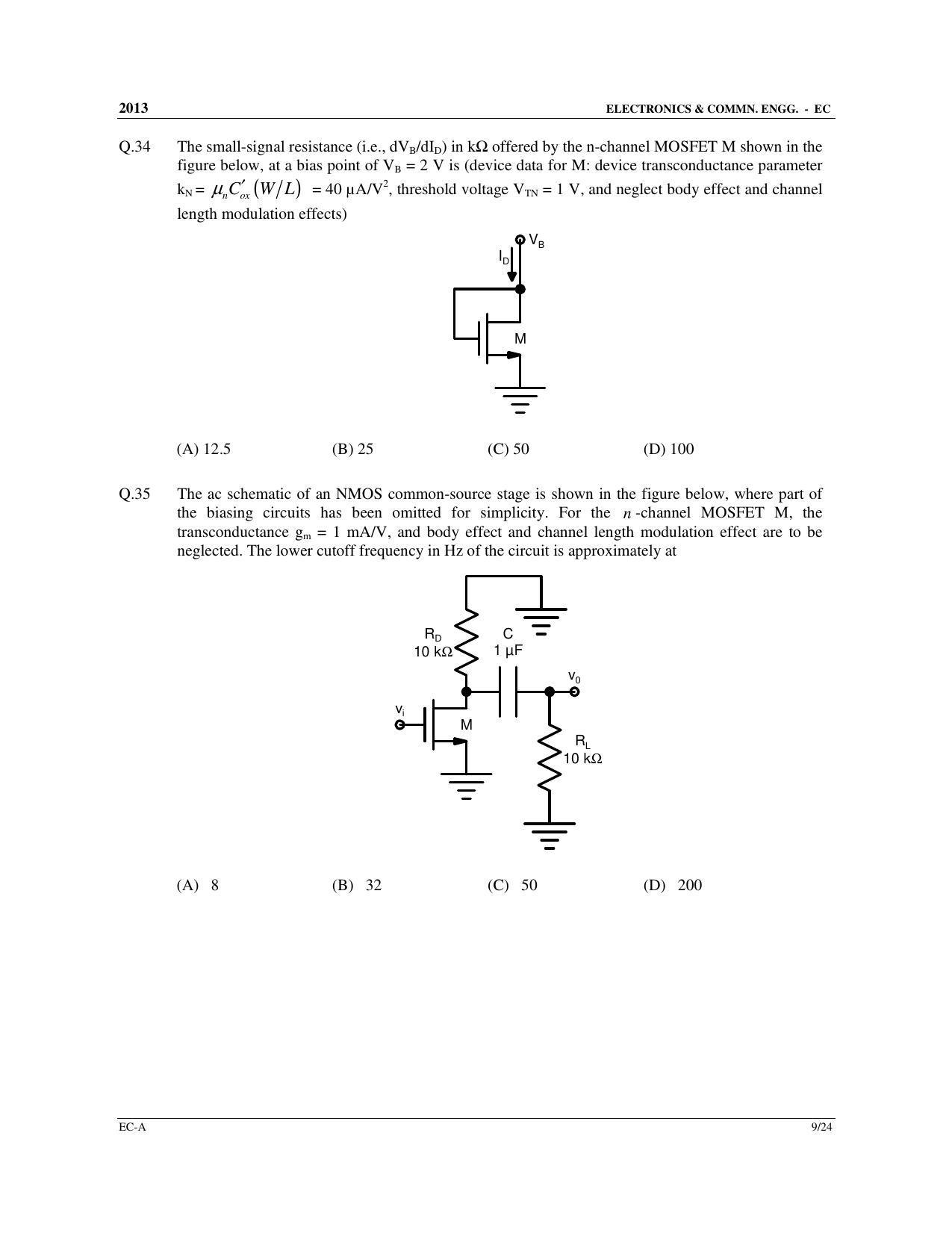 GATE 2013 Electronics and Communication Engineering (EC) Question Paper with Answer Key - Page 10