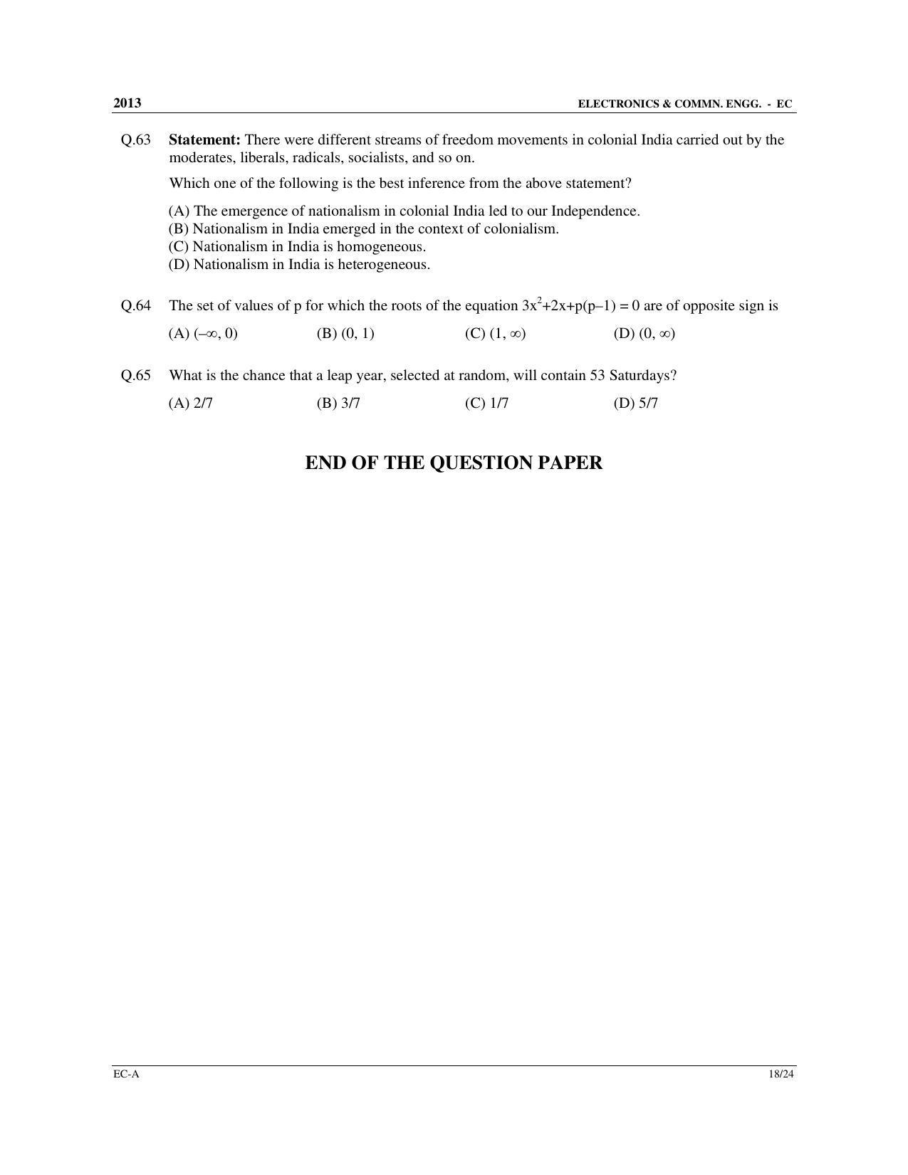 GATE 2013 Electronics and Communication Engineering (EC) Question Paper with Answer Key - Page 19