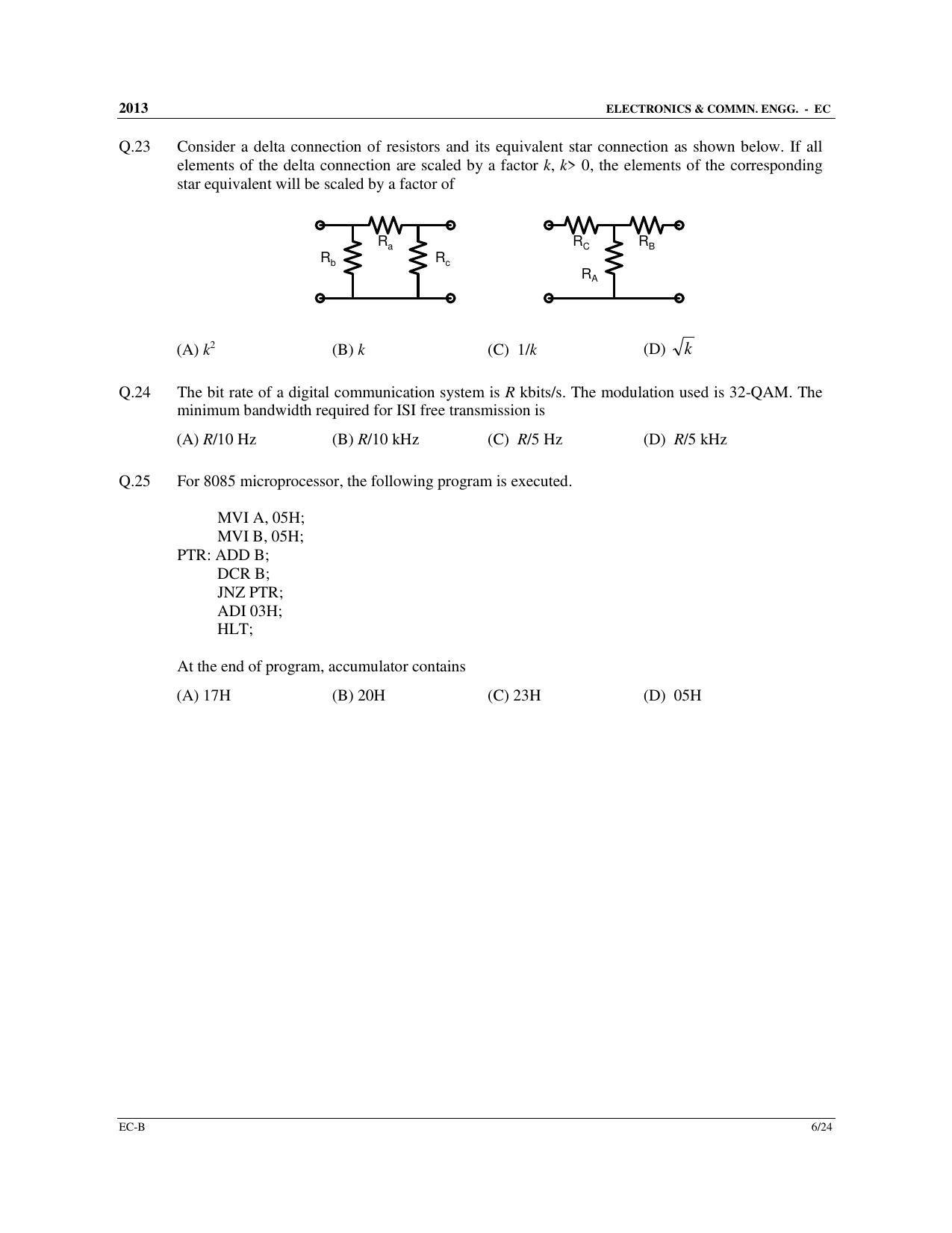 GATE 2013 Electronics and Communication Engineering (EC) Question Paper with Answer Key - Page 26