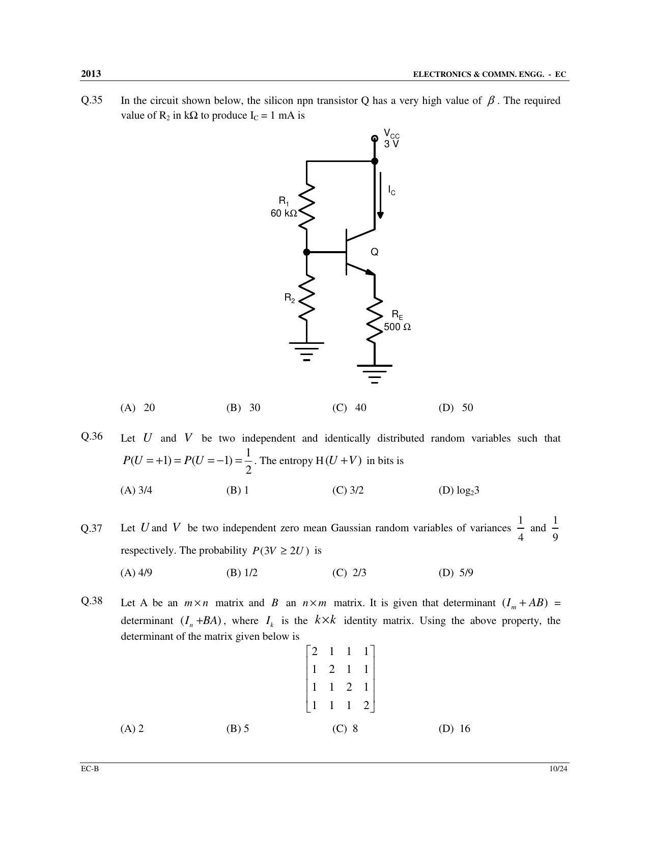 GATE 2013 Electronics and Communication Engineering (EC) Question Paper with Answer Key - Page 30