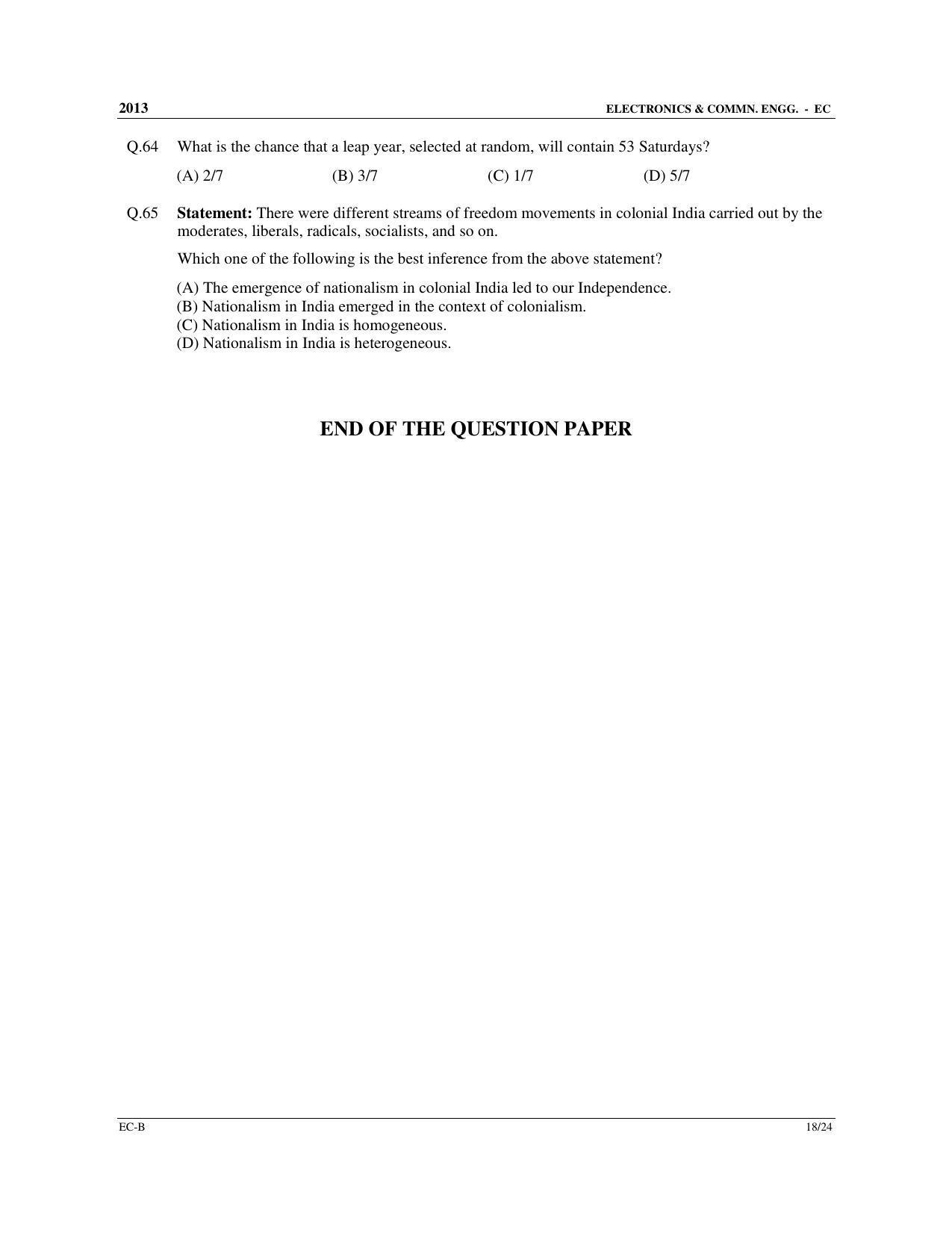 GATE 2013 Electronics and Communication Engineering (EC) Question Paper with Answer Key - Page 38