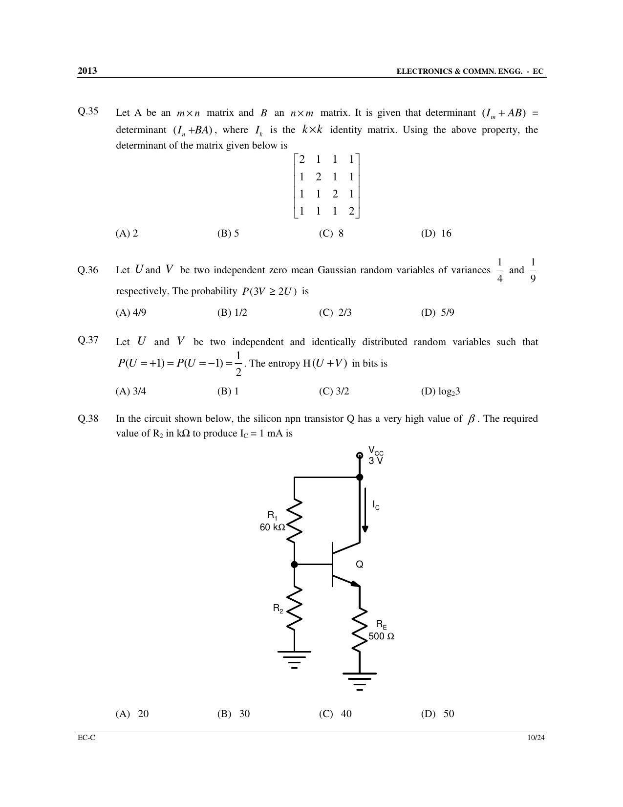 GATE 2013 Electronics and Communication Engineering (EC) Question Paper with Answer Key - Page 49