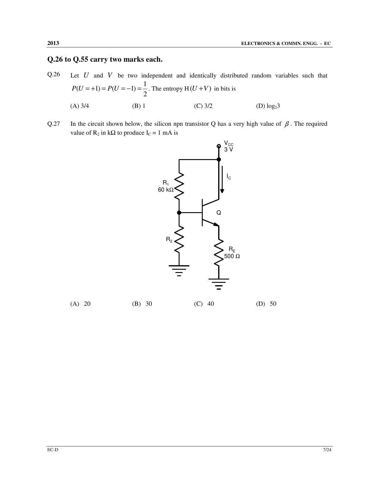 GATE 2013 Electronics and Communication Engineering (EC) Question Paper with Answer Key - Page 65