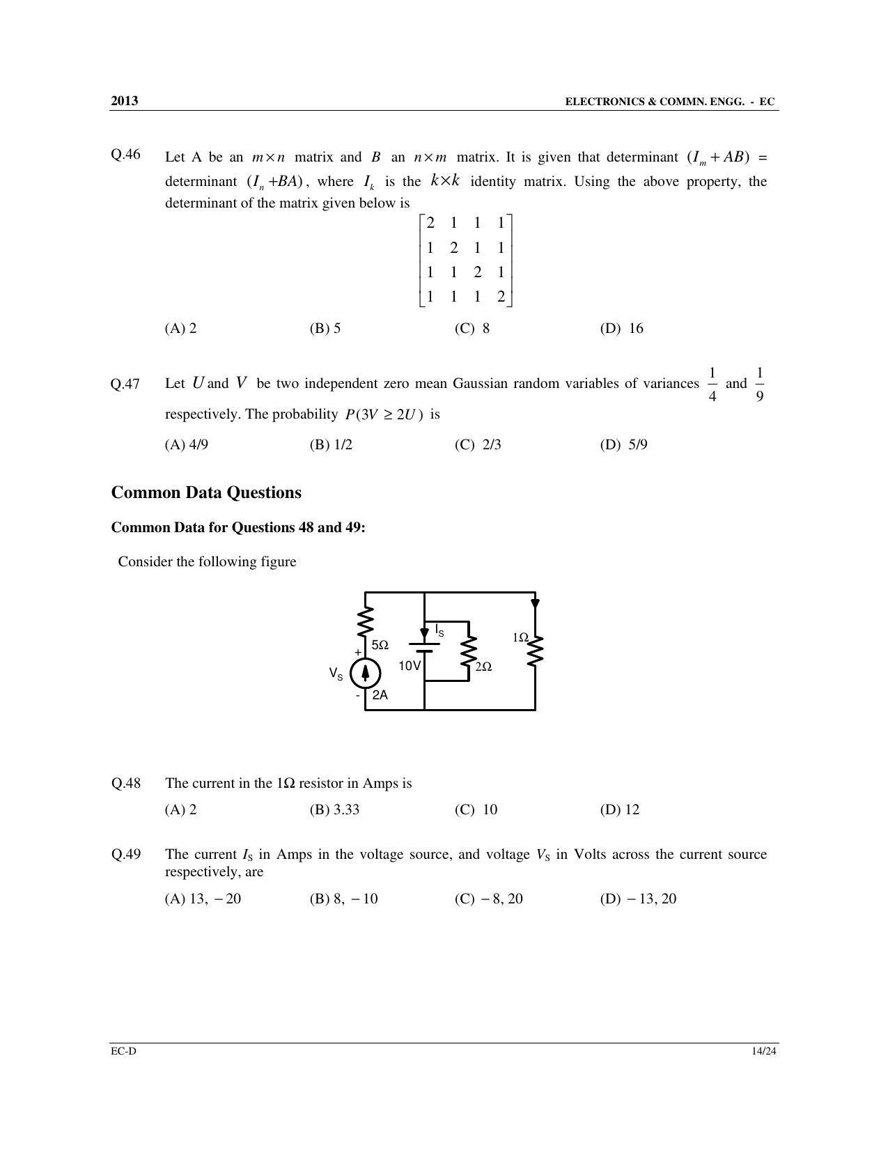 GATE 2013 Electronics and Communication Engineering (EC) Question Paper with Answer Key - Page 72