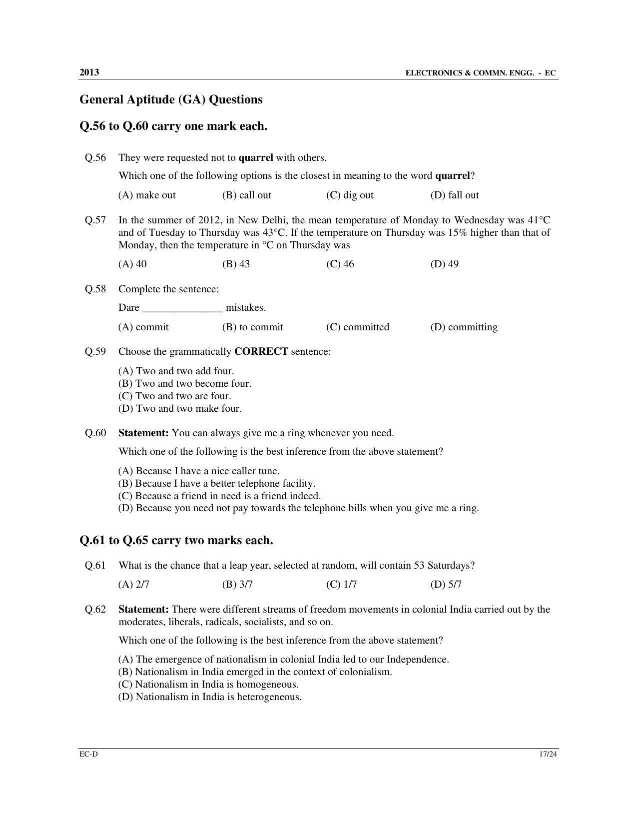 GATE 2013 Electronics and Communication Engineering (EC) Question Paper with Answer Key - Page 75