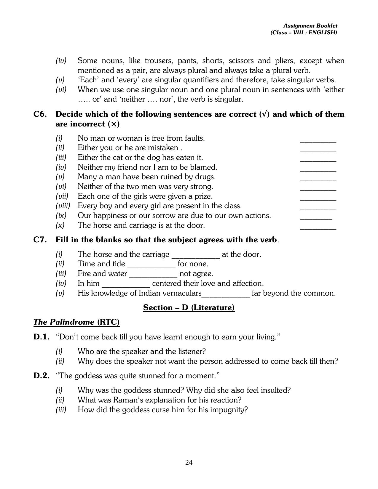 CBSE Worksheets for Class 8 English Assignment 9 - Page 8
