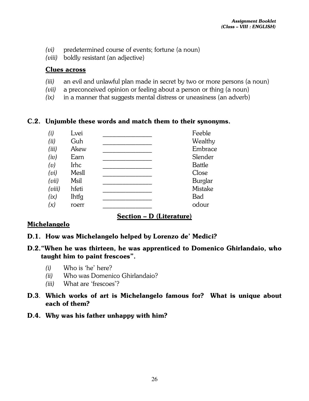 CBSE Worksheets for Class 8 English Assignment 9 - Page 10