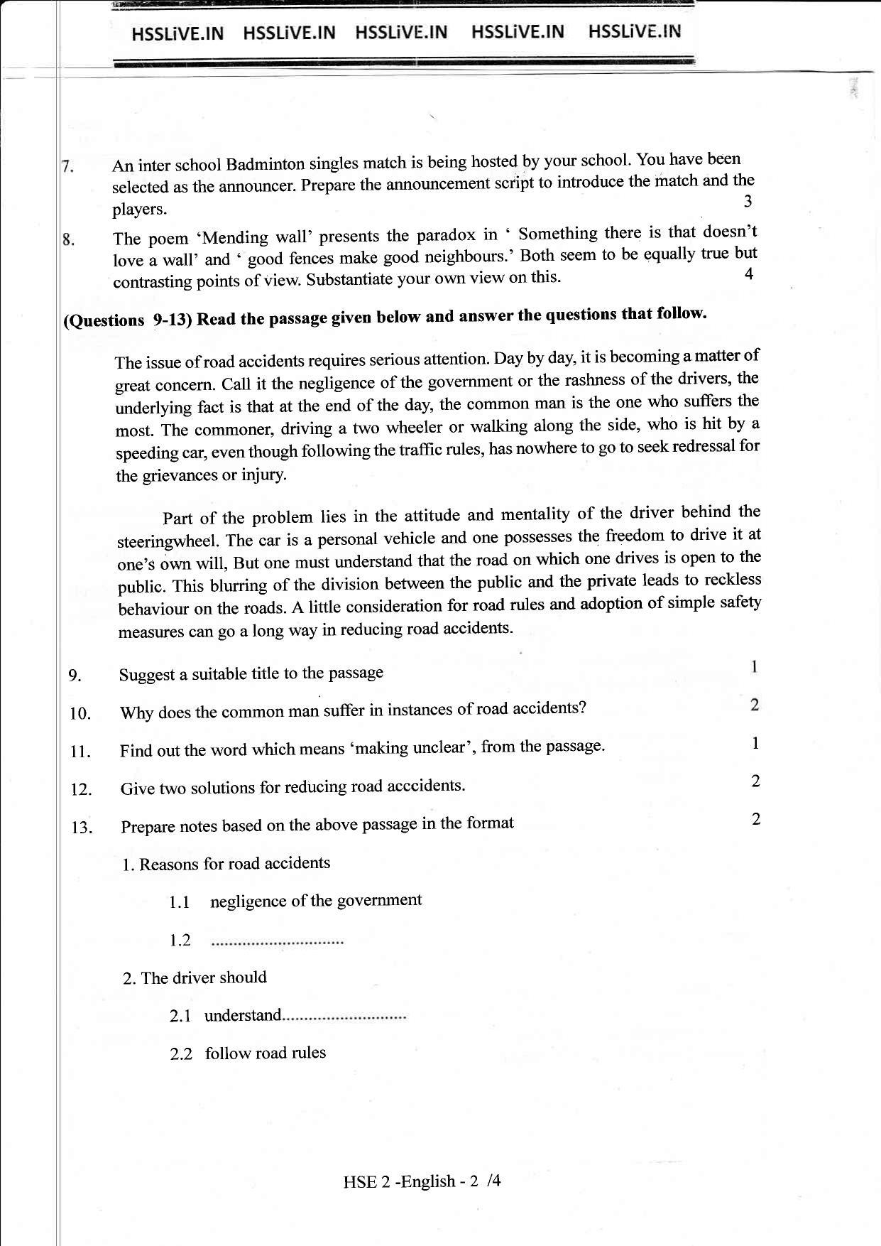 Kerala Plus Two 2018 English Model Question Paper - Page 2