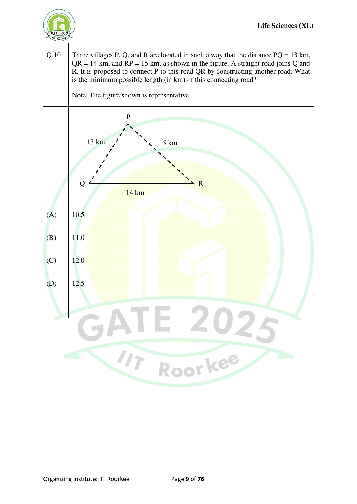 GATE 2025 Life Sciences (XL) Question Paper - Page 9