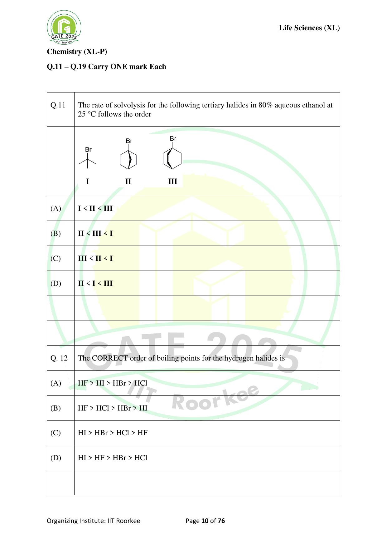 GATE 2025 Life Sciences (XL) Question Paper - Page 10