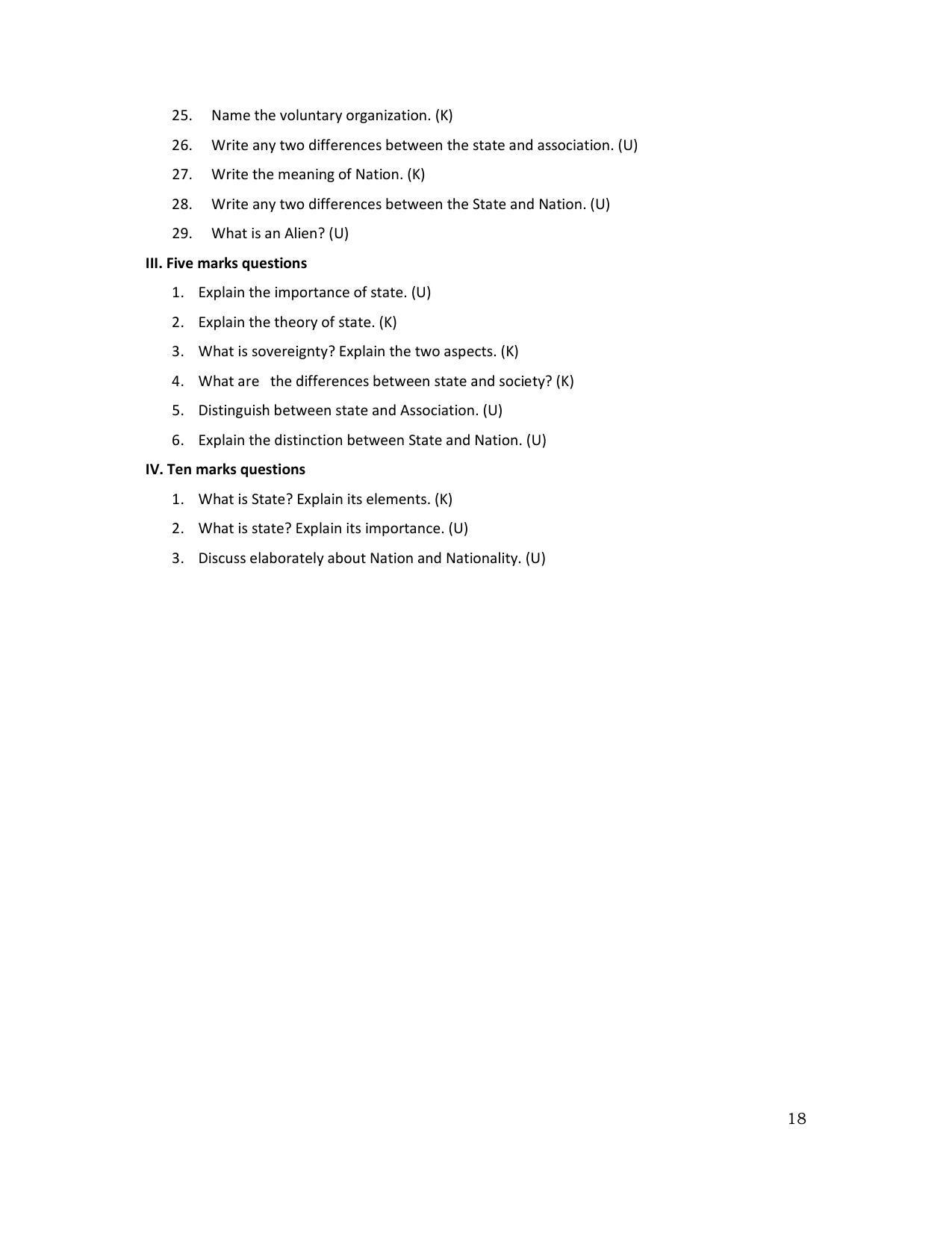 Karnataka 1st PUC Question Bank for Political - Page 61