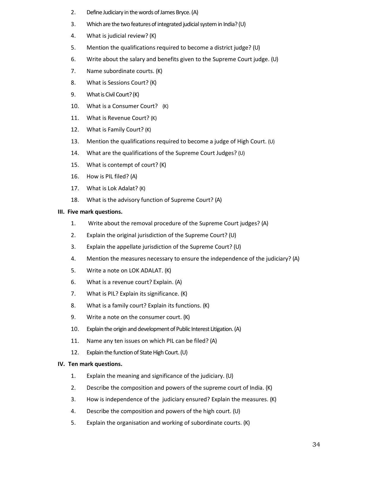 Karnataka 1st PUC Question Bank for Political - Page 77