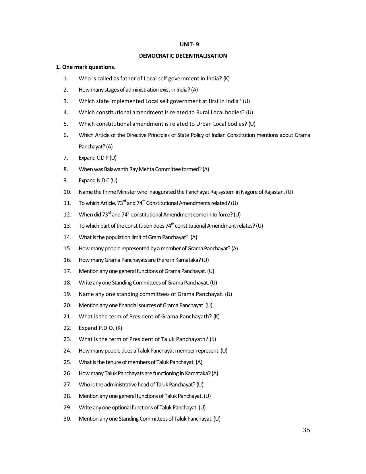 Karnataka 1st PUC Question Bank for Political - Page 78