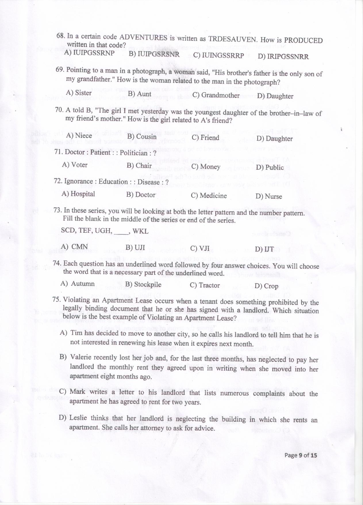 PU MET 2016 Question Booklet with Key - Page 10