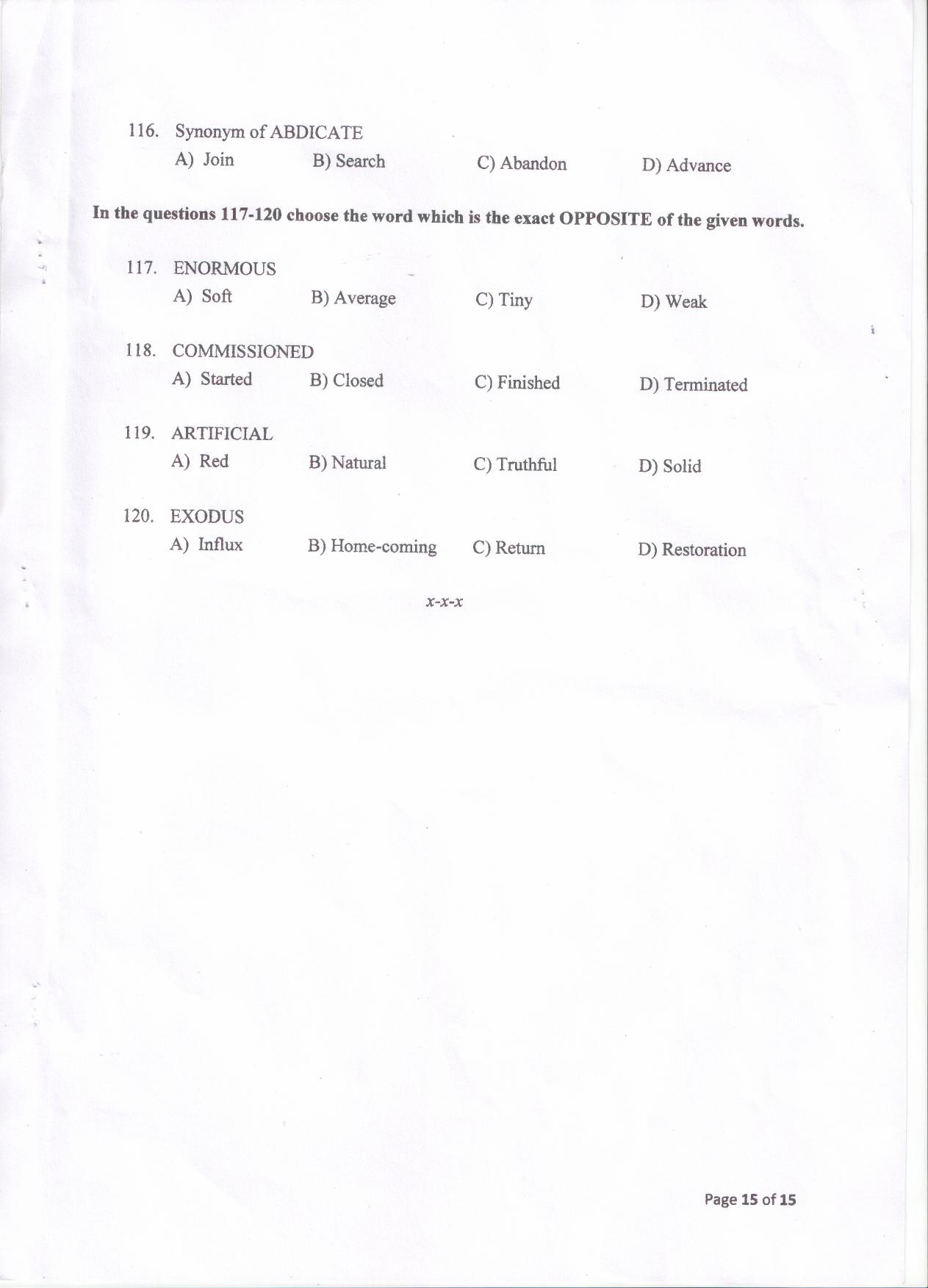 PU MET 2016 Question Booklet with Key - Page 16