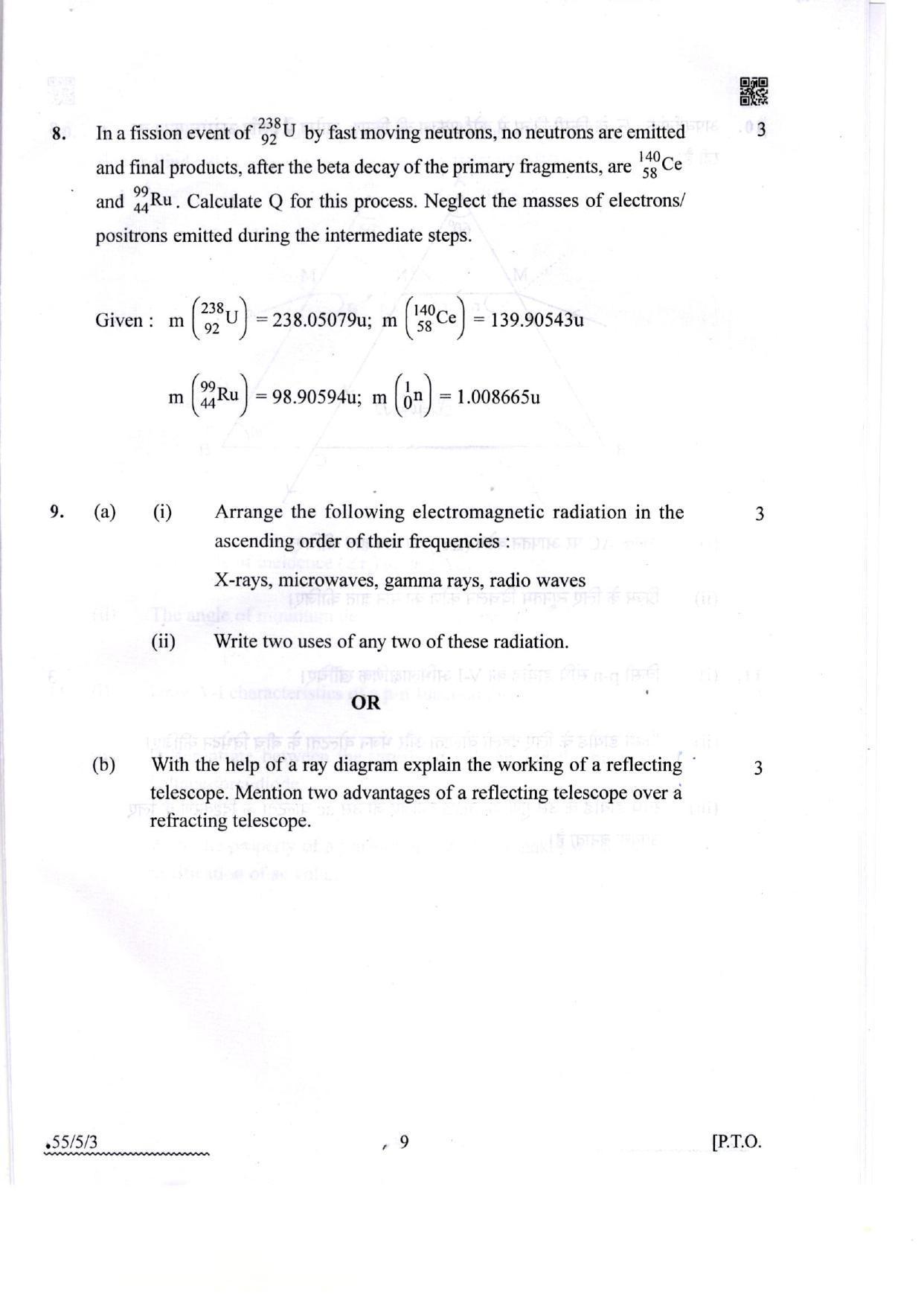 CBSE Class 12 55-5-3 Physics 2022 Question Paper - Page 9
