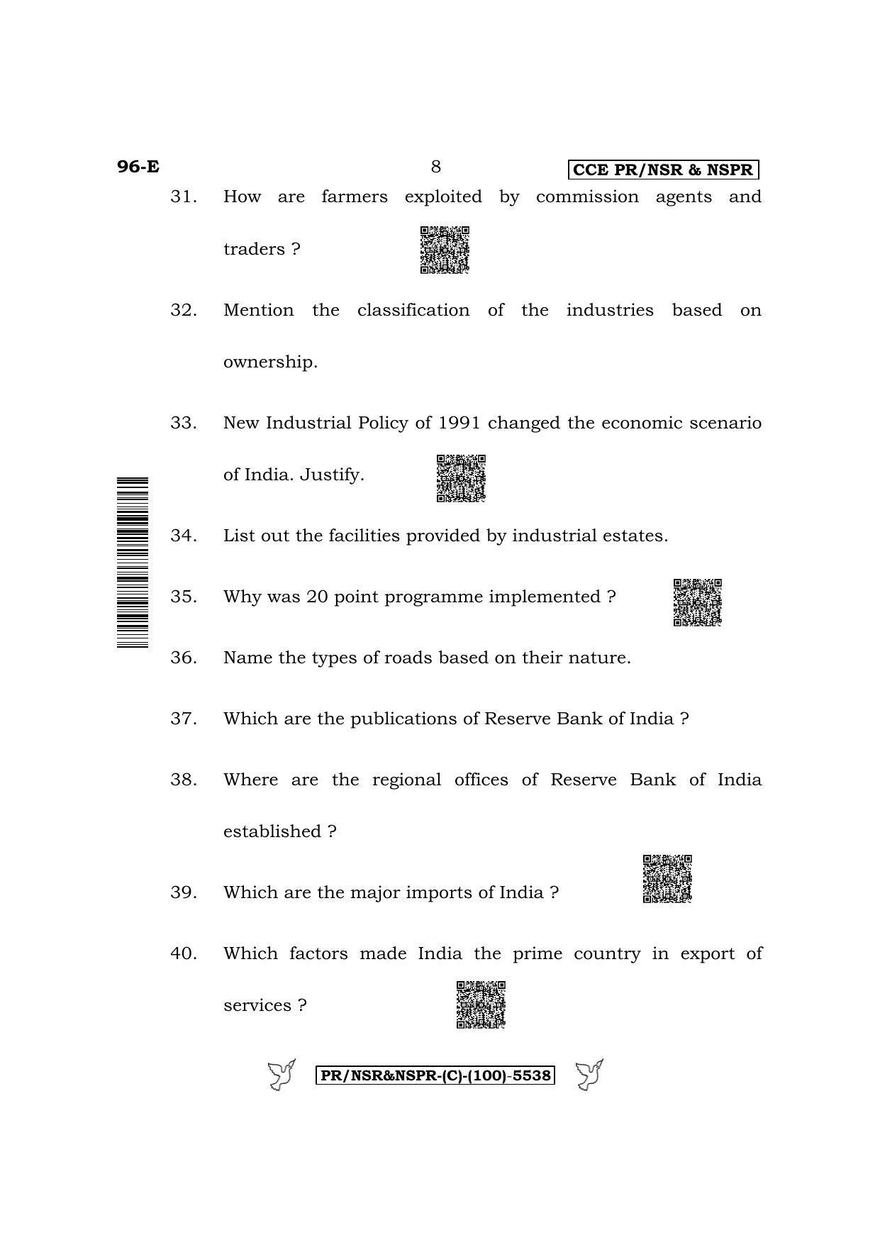 Karnataka SSLC Economics-English Medium (Supplementary) Question Paper 2022 (C Version) - Page 8