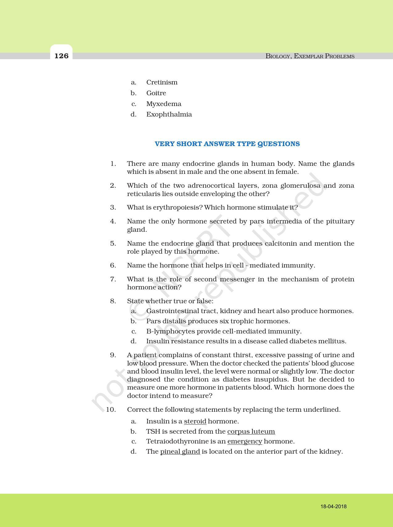 NCERT Exemplar Book for Class 11 Biology: Chapter 22 Chemical Coordination and Integration - Page 4