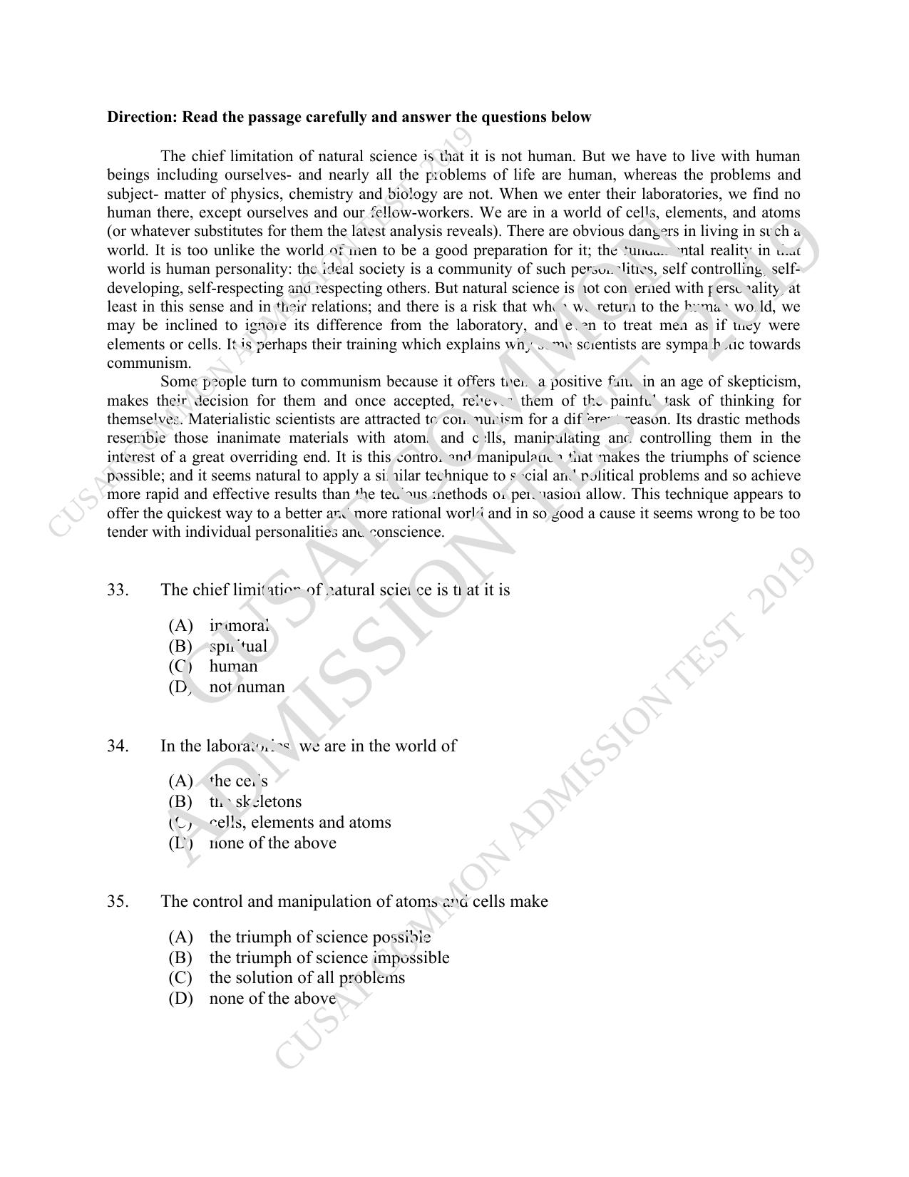 CUSAT CAT 2019 LLM Iprphp Question Paper With Answer Key - Page 9
