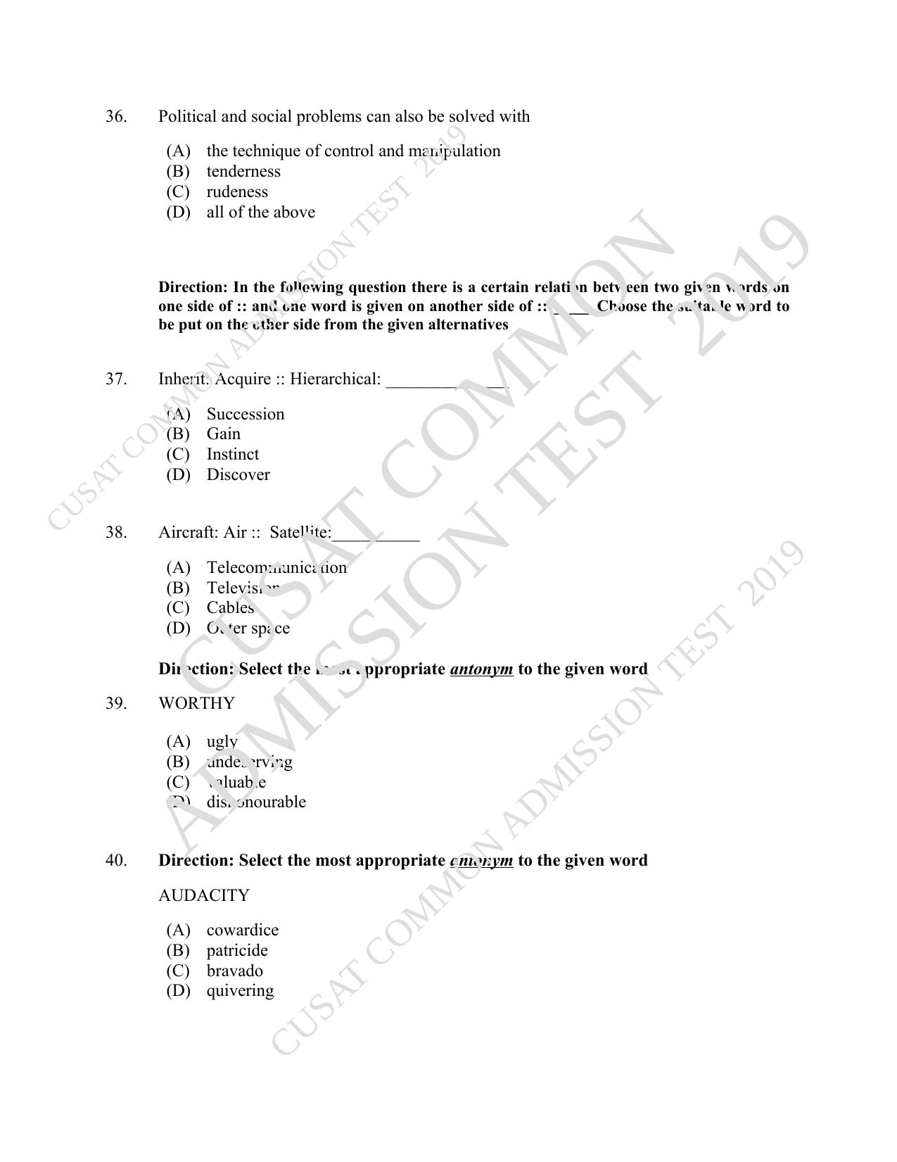 CUSAT CAT 2019 LLM Iprphp Question Paper With Answer Key - Page 10