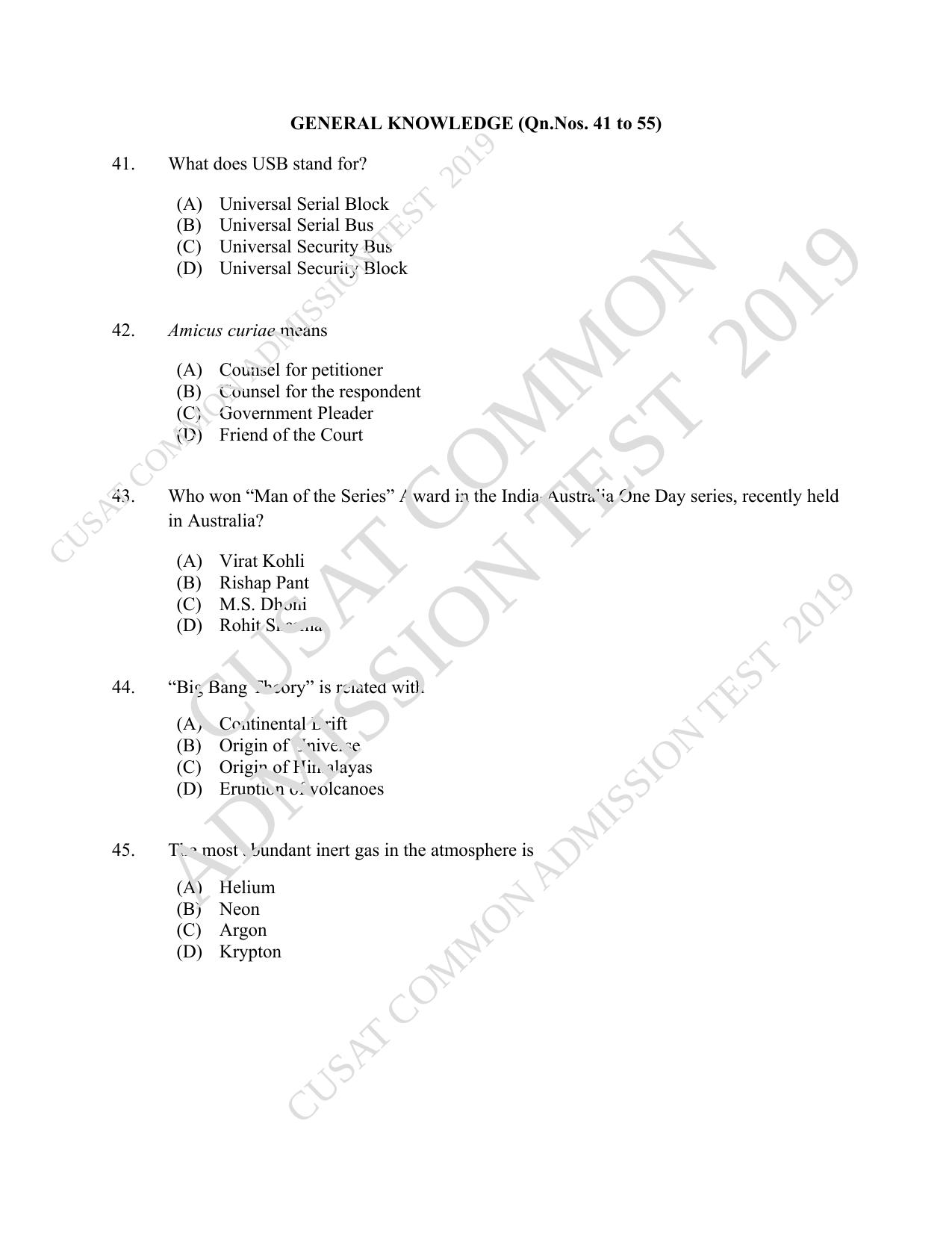 CUSAT CAT 2019 LLM Iprphp Question Paper With Answer Key - Page 11