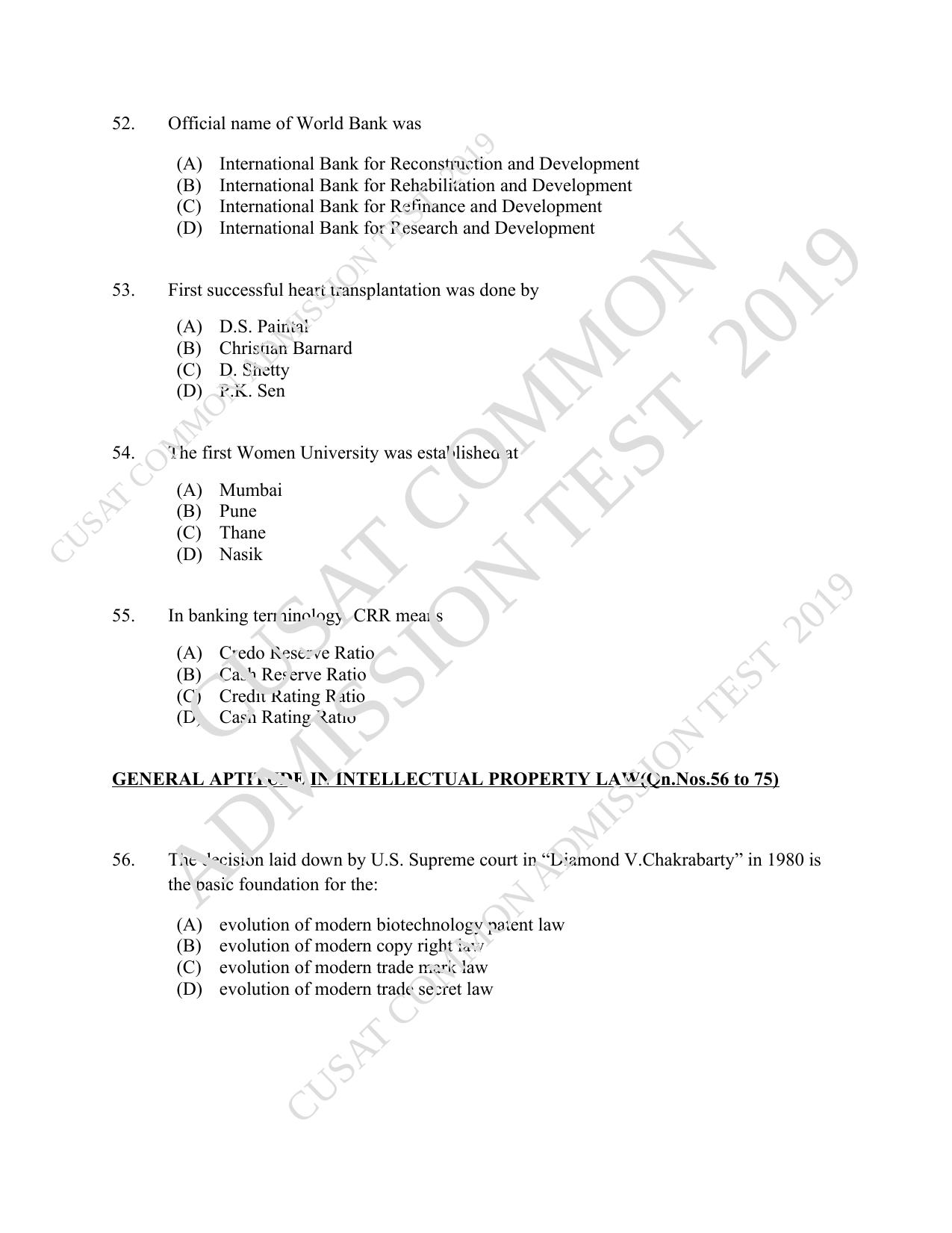 CUSAT CAT 2019 LLM Iprphp Question Paper With Answer Key - Page 13