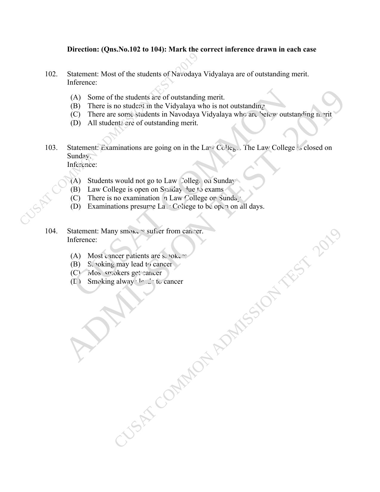 CUSAT CAT 2019 LLM Iprphp Question Paper With Answer Key - Page 23