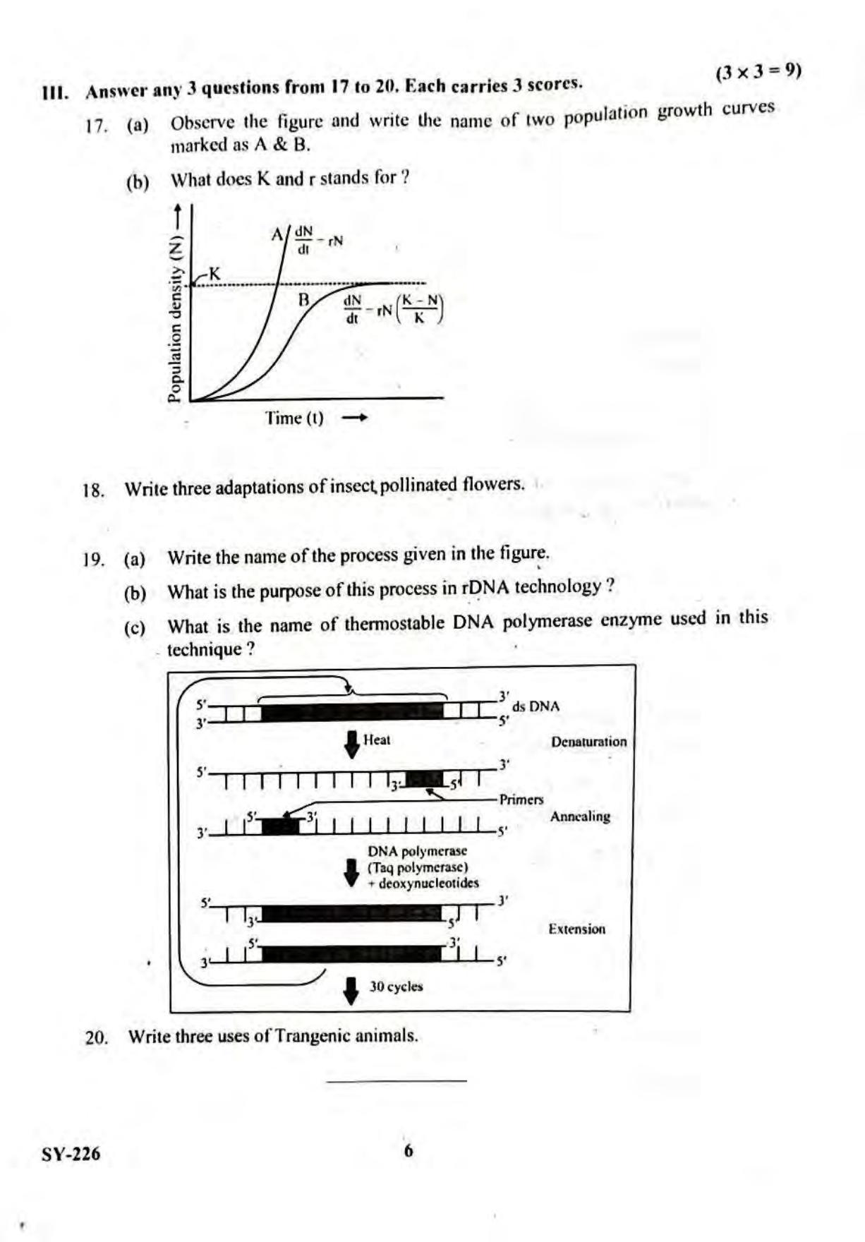 Kerala Plus Two 2023 Biology Model Question Paper - Page 6