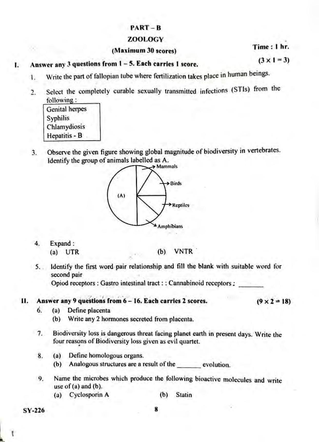 Kerala Plus Two 2023 Biology Model Question Paper - Page 8