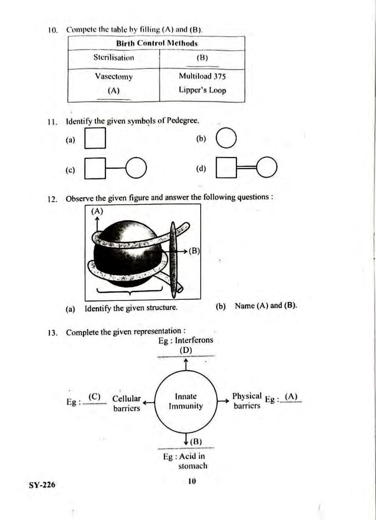 Kerala Plus Two 2023 Biology Model Question Paper - Page 10