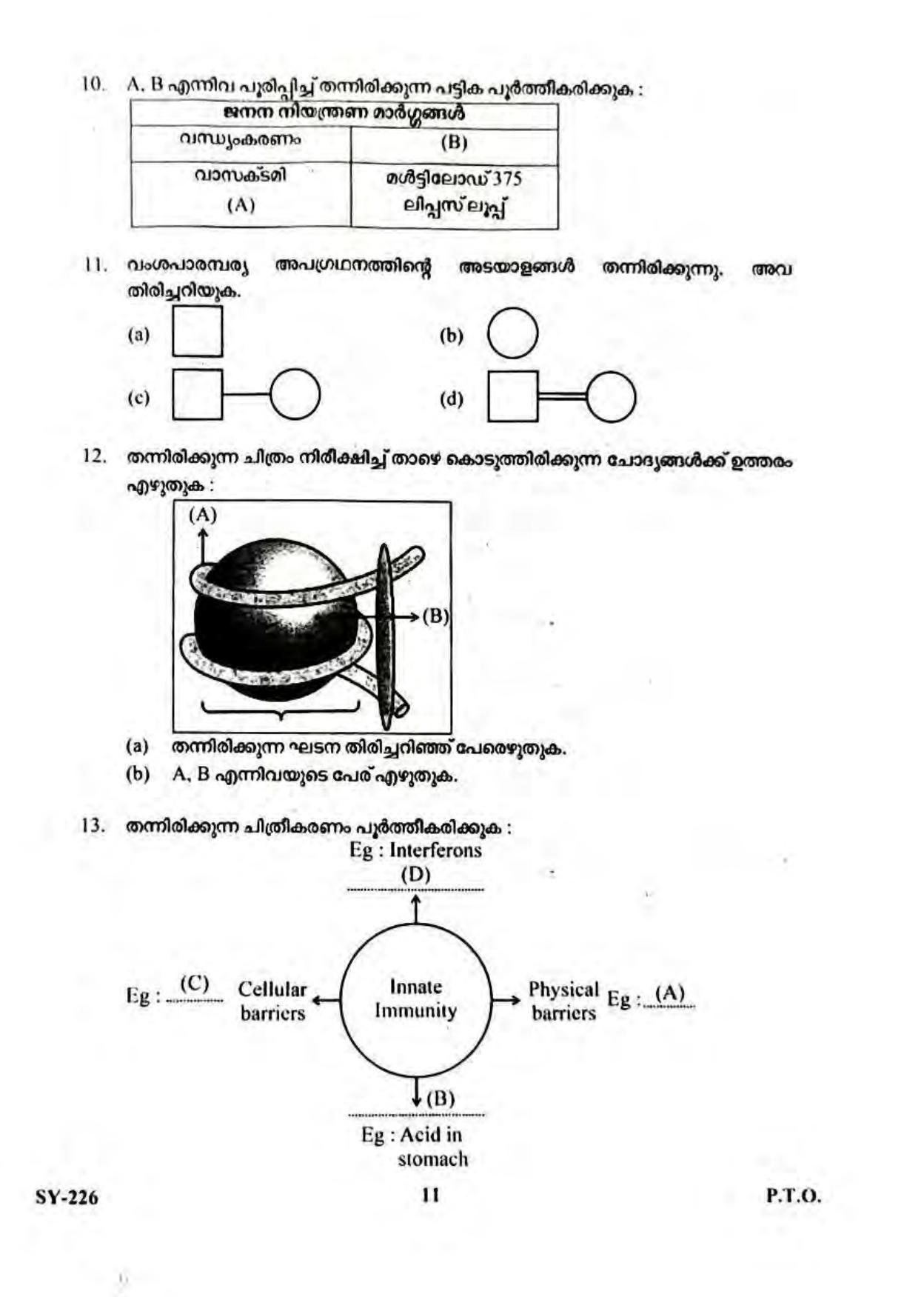 Kerala Plus Two 2023 Biology Model Question Paper - Page 11
