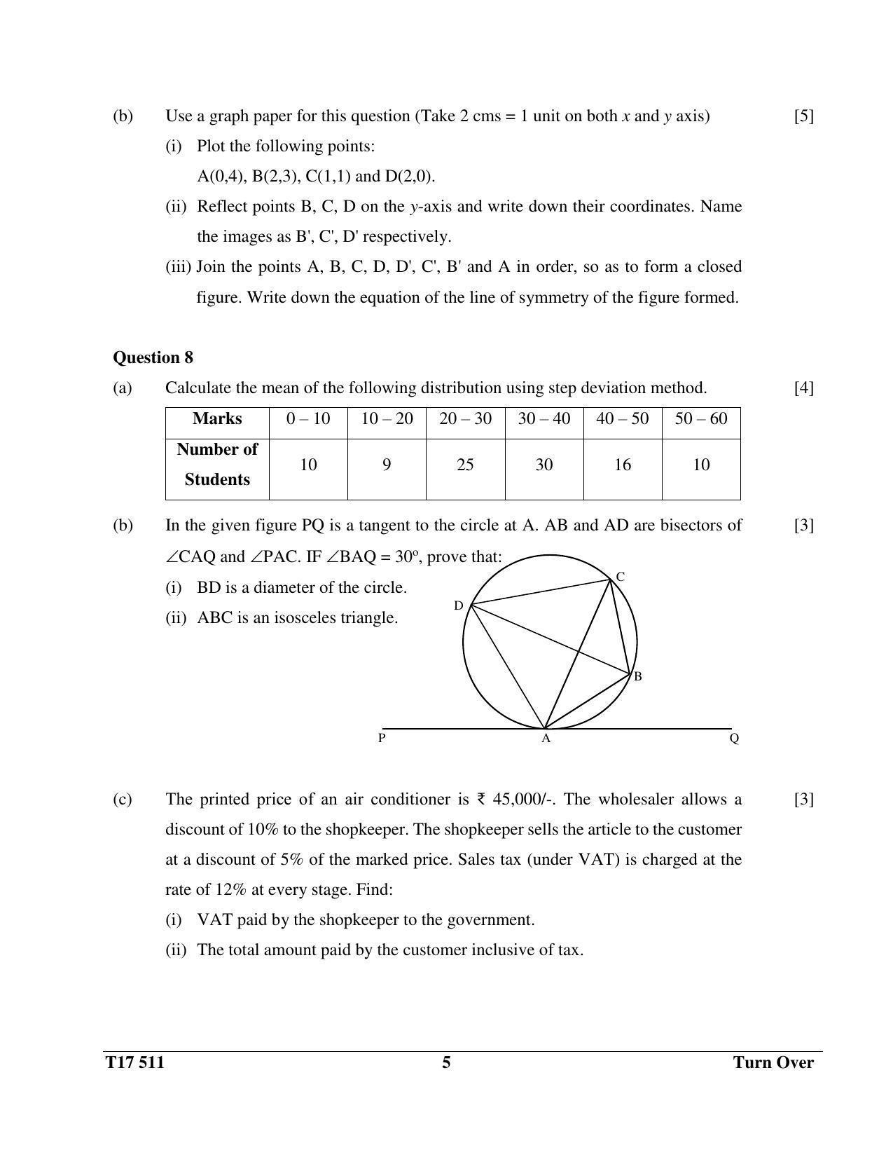 ICSE Class 10 MATHEMATICS 2017 Question Paper - Page 5