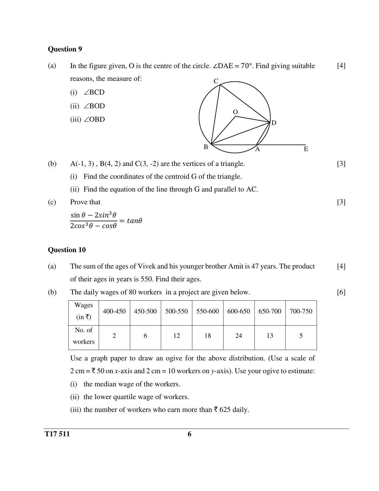 ICSE Class 10 MATHEMATICS 2017 Question Paper - Page 6