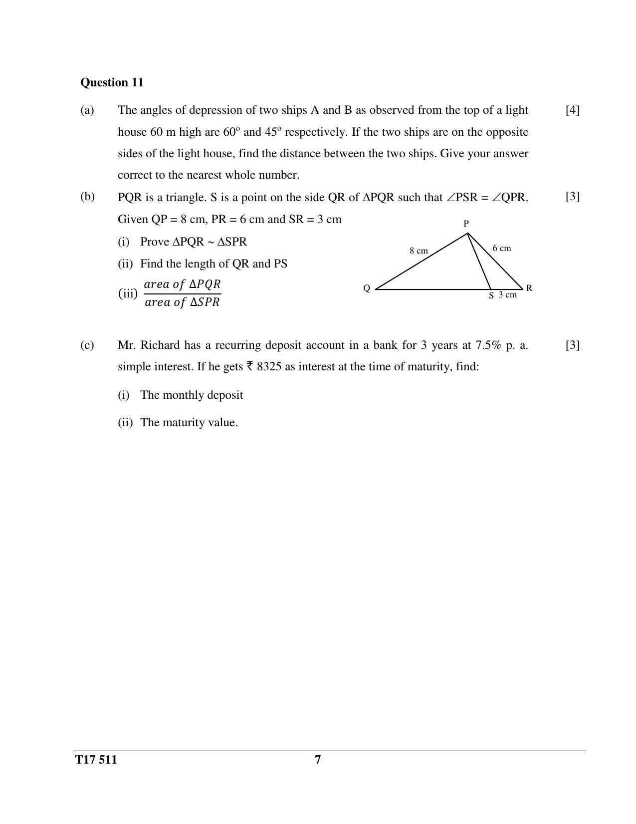 ICSE Class 10 MATHEMATICS 2017 Question Paper - Page 7