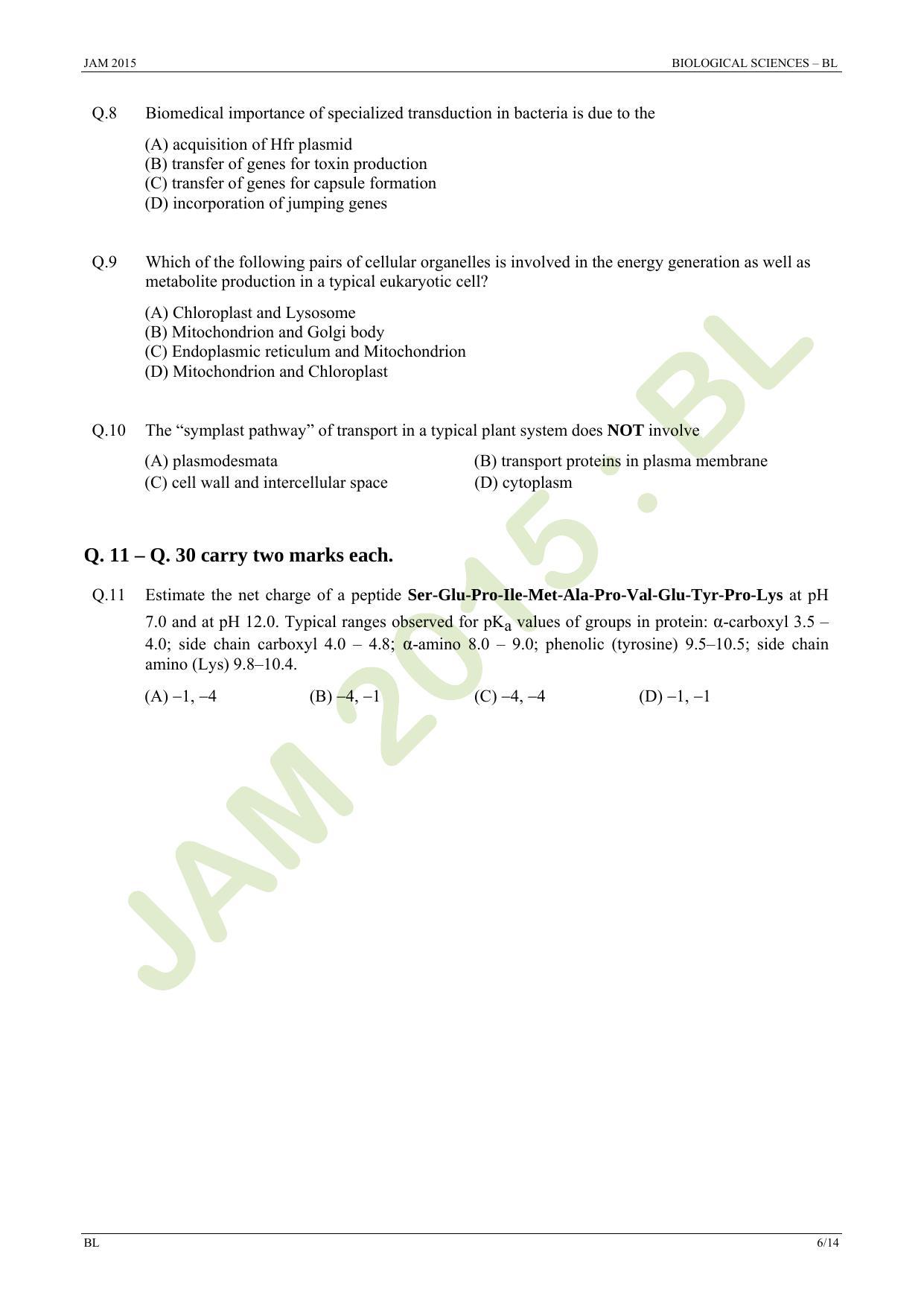 JAM 2015: BL Question Paper - Page 6