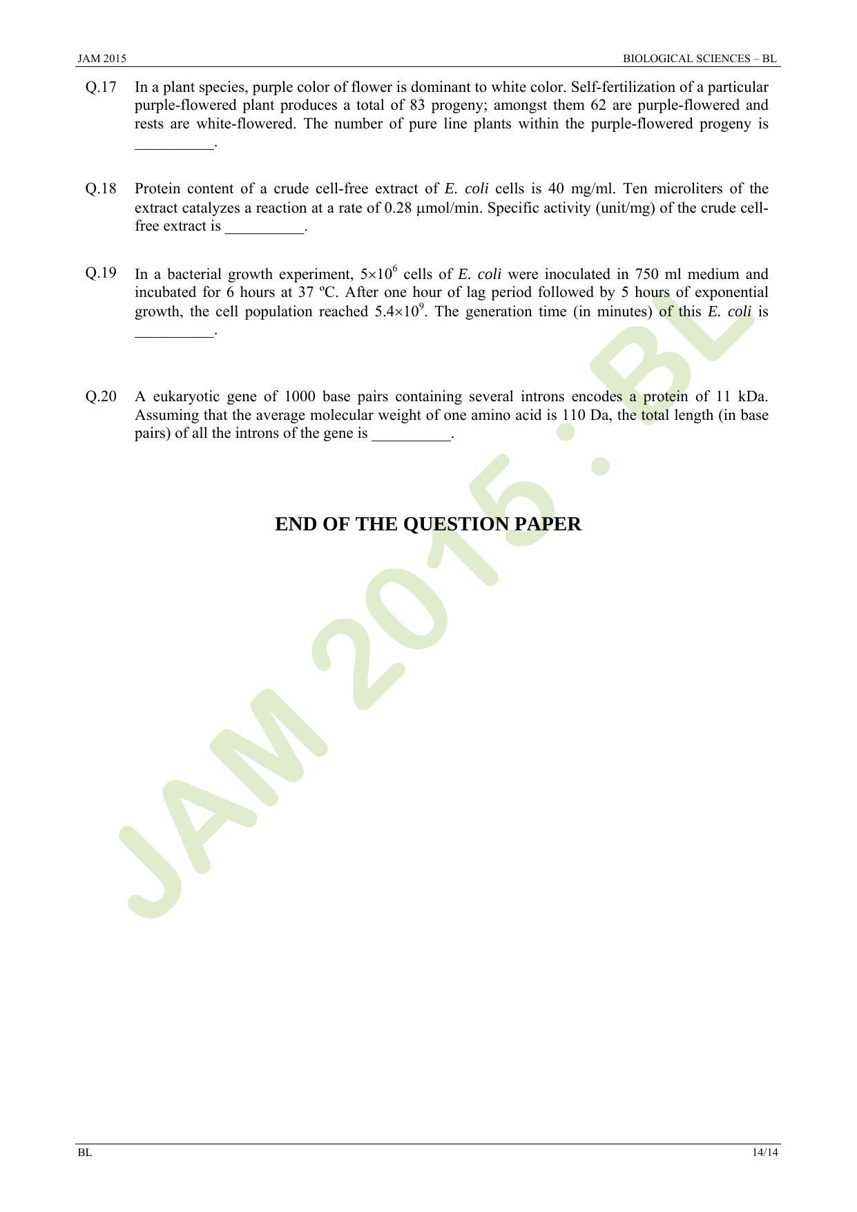 JAM 2015: BL Question Paper - Page 14