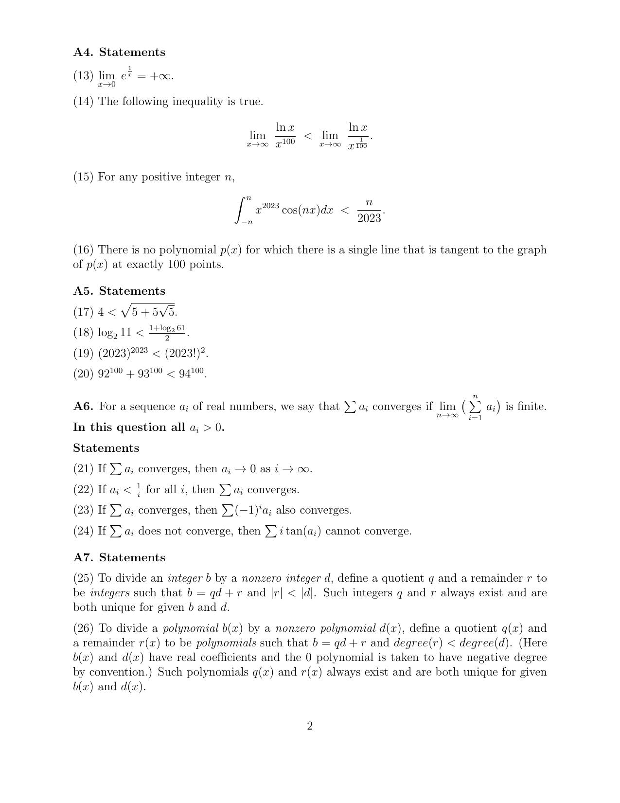 B.Sc (Hons.) Mathematics and Computer Science Question Paper with Solution - Page 4