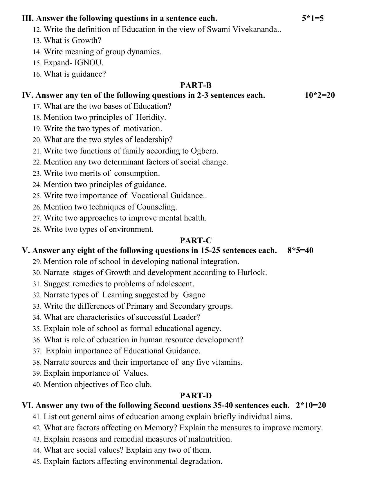 Karnataka 1st PUC EDUCATION Model Question Paper - Page 3