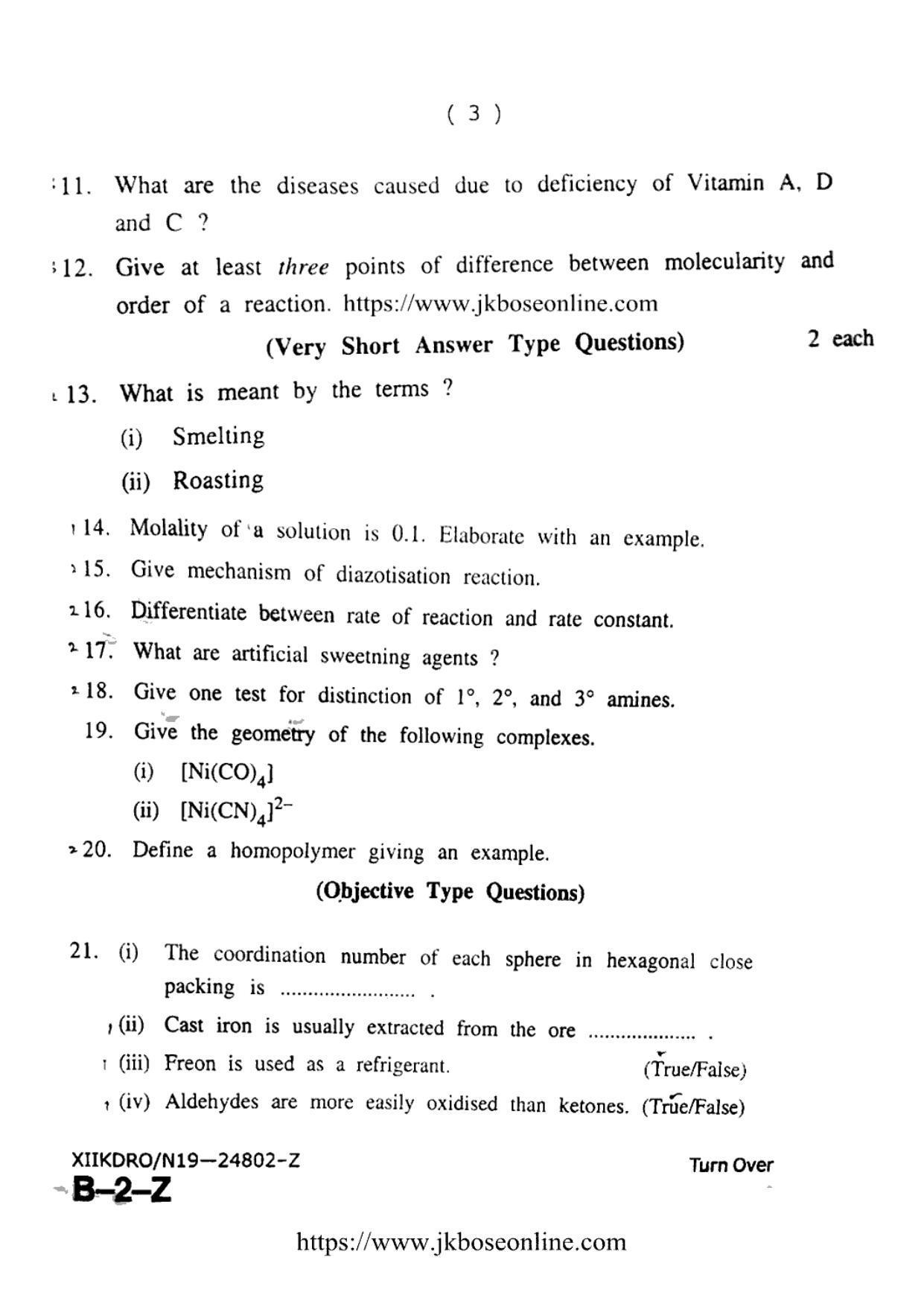 JKBOSE Class 12 Chemistry 24802-Z Question Papers 2019 - Page 3