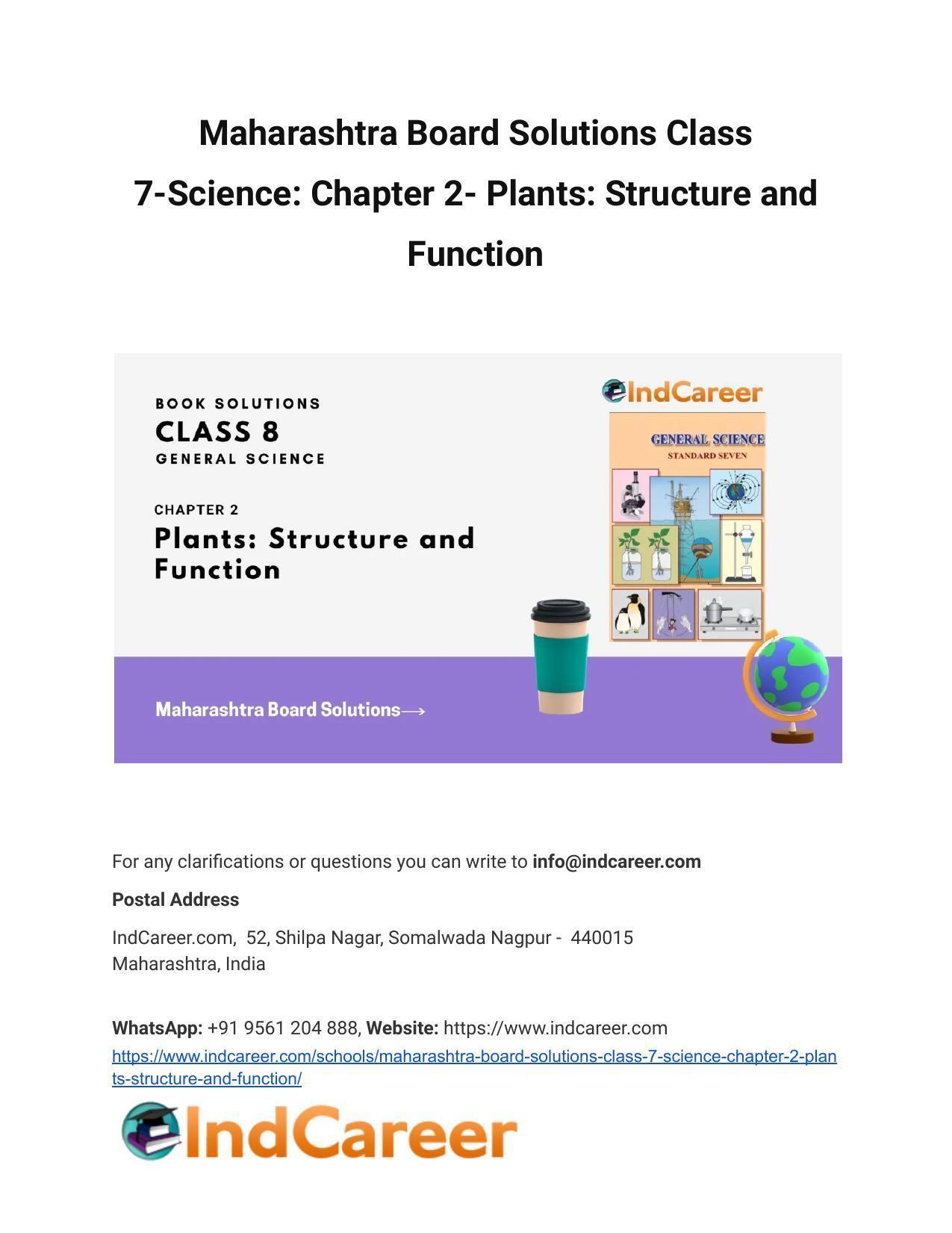 Maharashtra Board Solutions Class 7-Science: Chapter 2- Plants: Structure and Function - Page 1