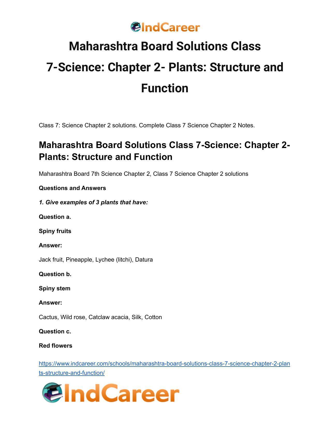 Maharashtra Board Solutions Class 7-Science: Chapter 2- Plants: Structure and Function - Page 2