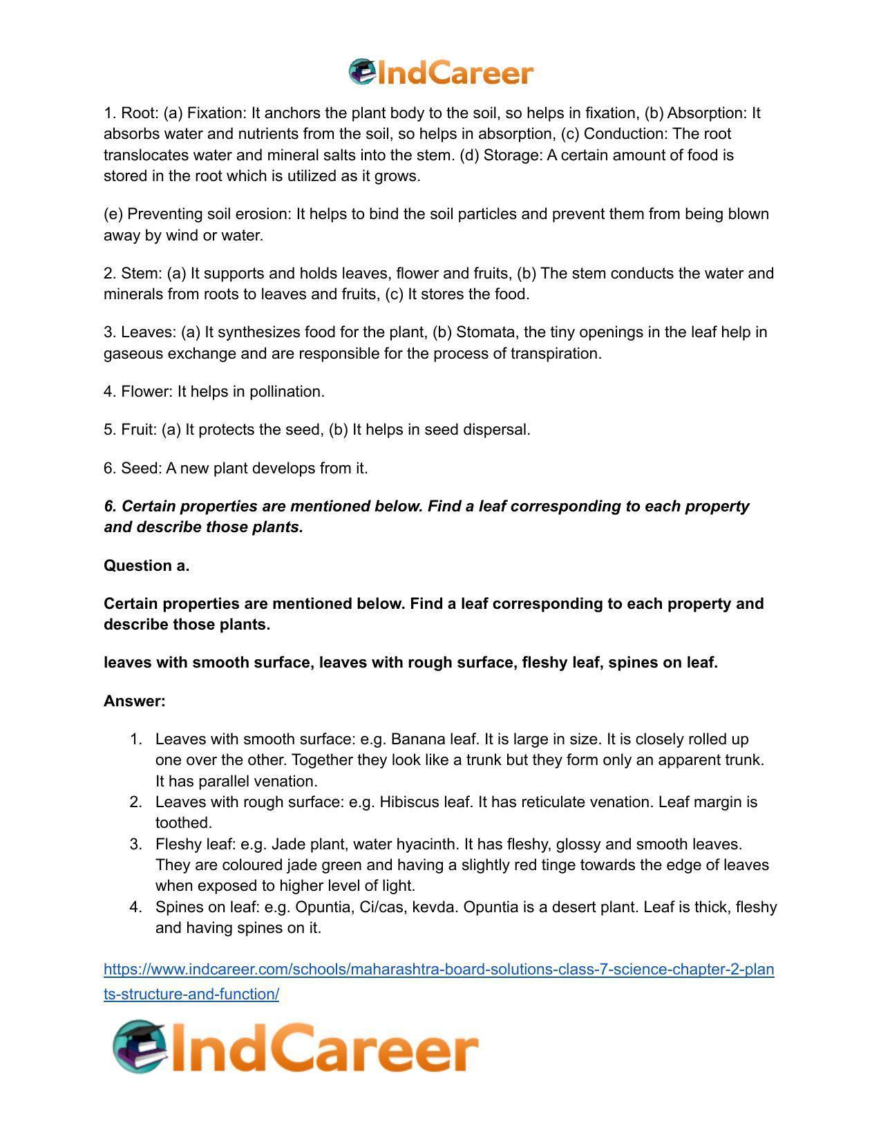 Maharashtra Board Solutions Class 7-Science: Chapter 2- Plants: Structure and Function - Page 8