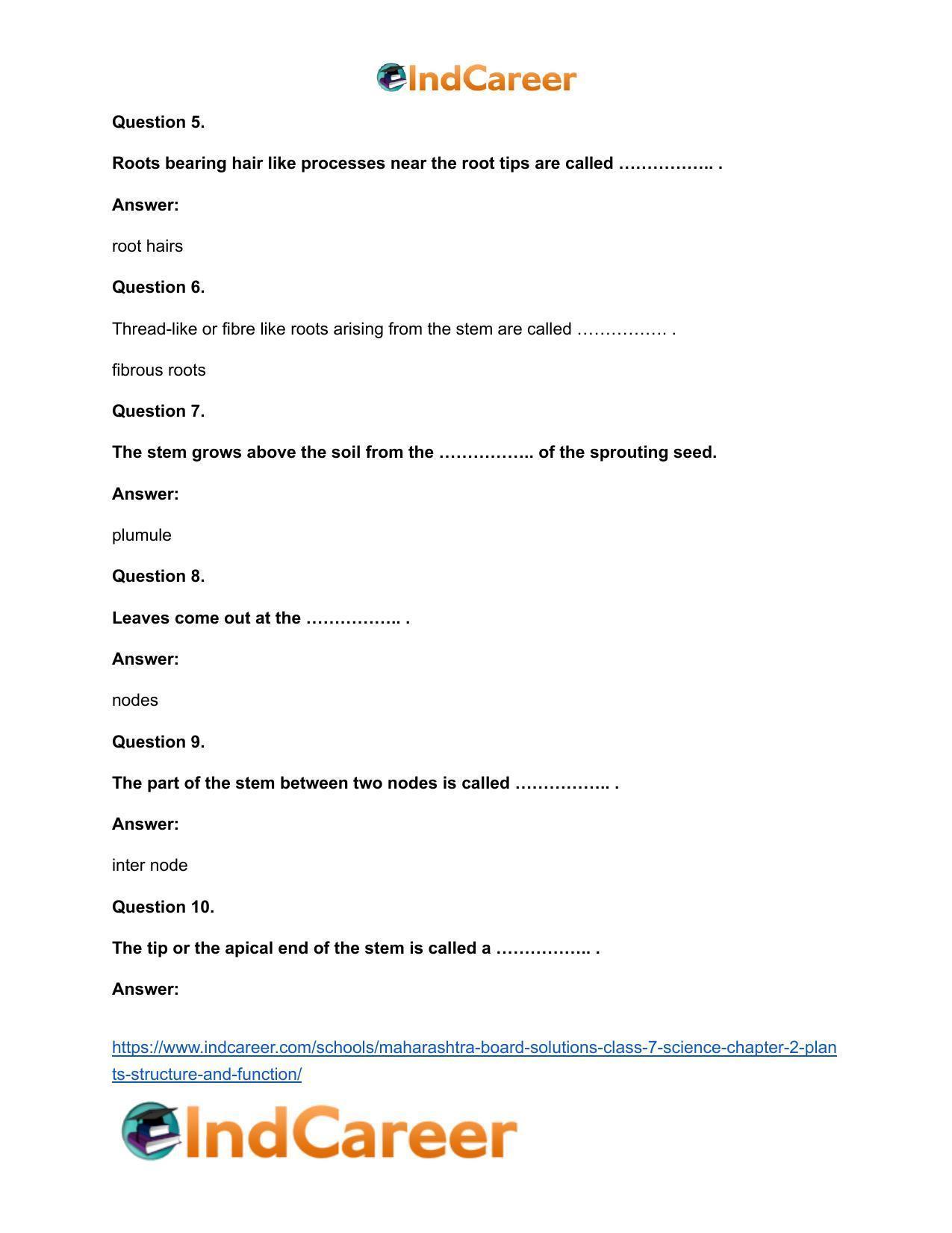 Maharashtra Board Solutions Class 7-Science: Chapter 2- Plants: Structure and Function - Page 11
