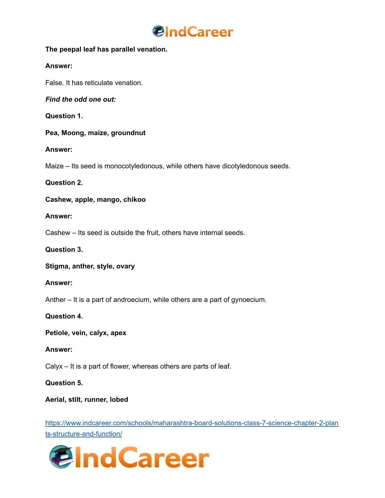 Maharashtra Board Solutions Class 7-Science: Chapter 2- Plants: Structure and Function - Page 19