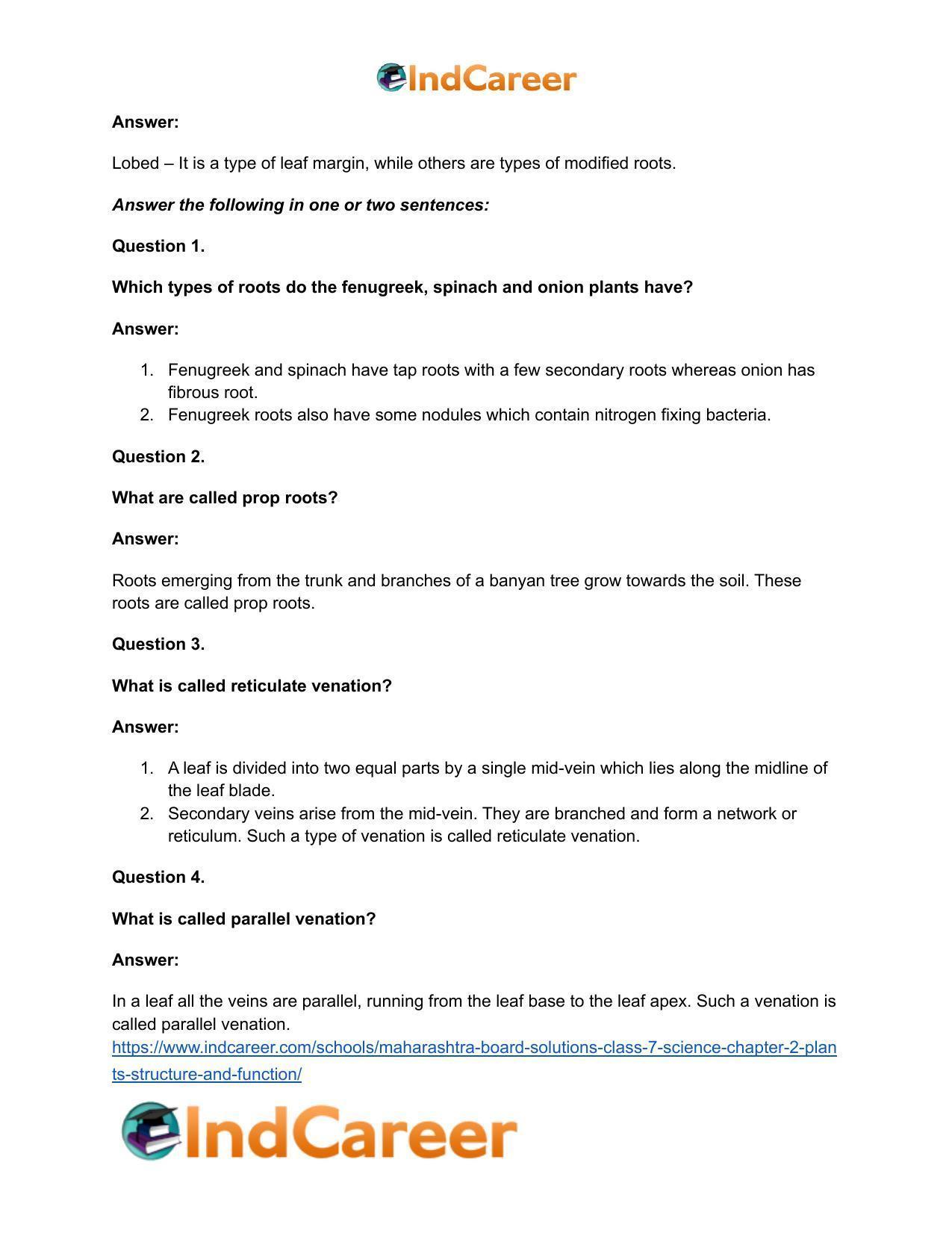 Maharashtra Board Solutions Class 7-Science: Chapter 2- Plants: Structure and Function - Page 20