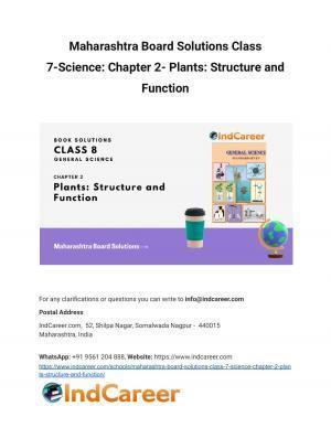 Maharashtra Board Solutions Class 7-Science: Chapter 2- Plants: Structure and Function