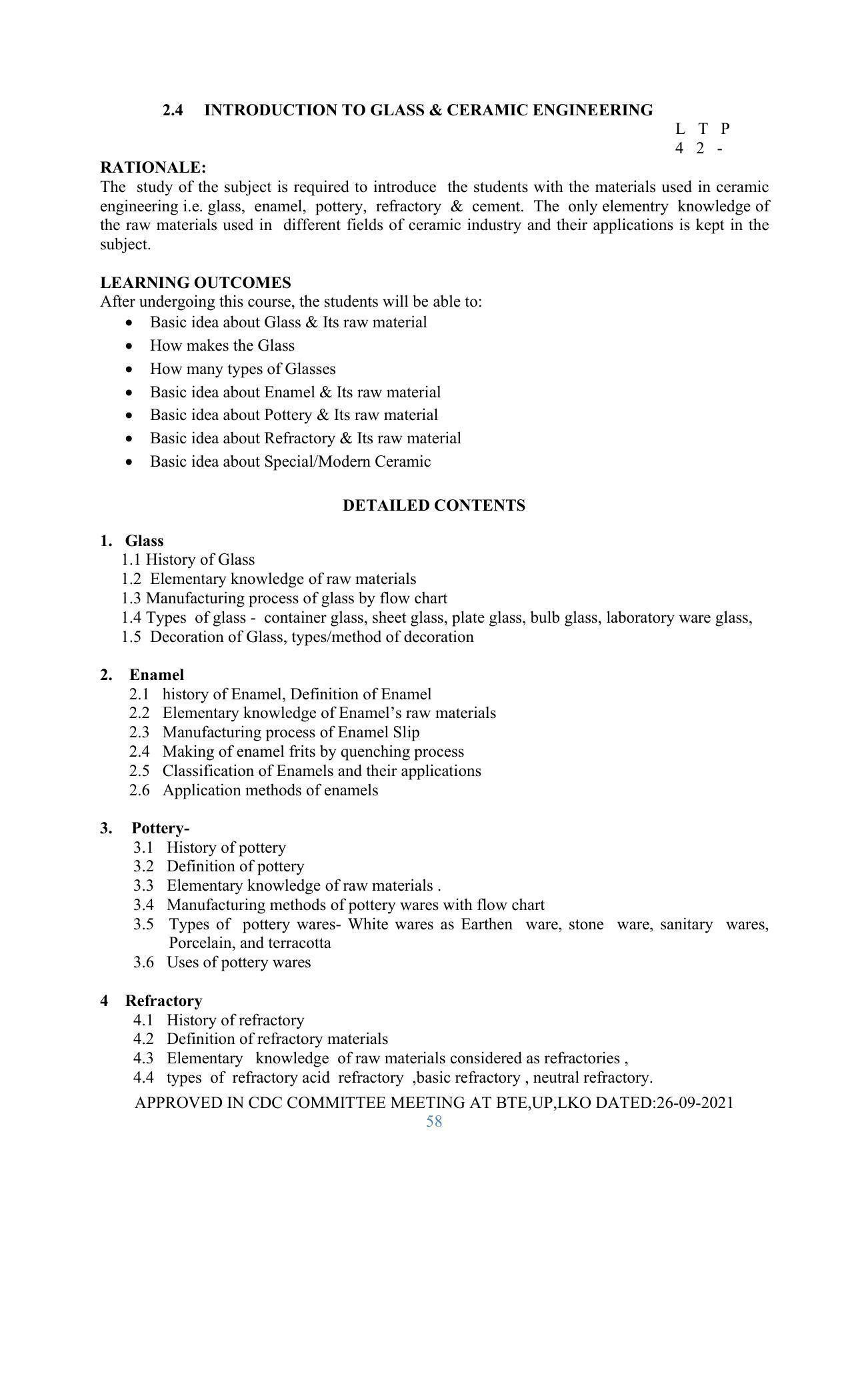 SYLLABUS FOR SEMESTER SYSTEM EFFECTIVE FROM (2021-2022) - GLASS AND CERAMIC ENGINEERING - Page 58