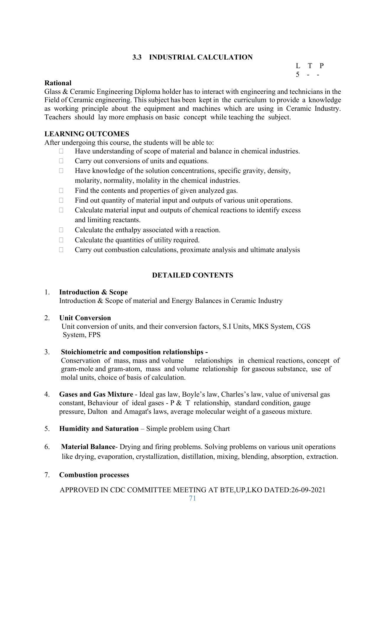 SYLLABUS FOR SEMESTER SYSTEM EFFECTIVE FROM (2021-2022) - GLASS AND CERAMIC ENGINEERING - Page 71