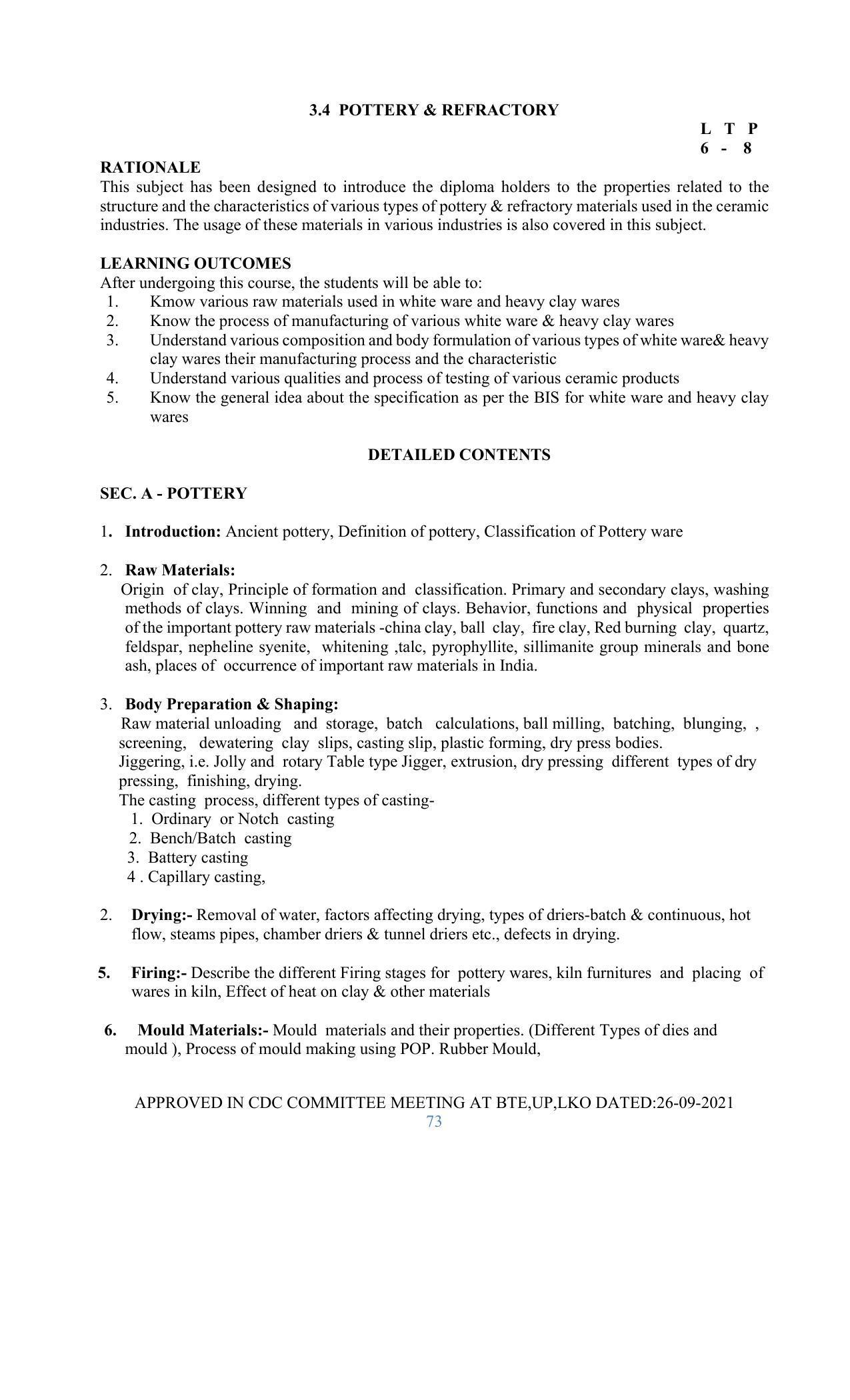 SYLLABUS FOR SEMESTER SYSTEM EFFECTIVE FROM (2021-2022) - GLASS AND CERAMIC ENGINEERING - Page 73